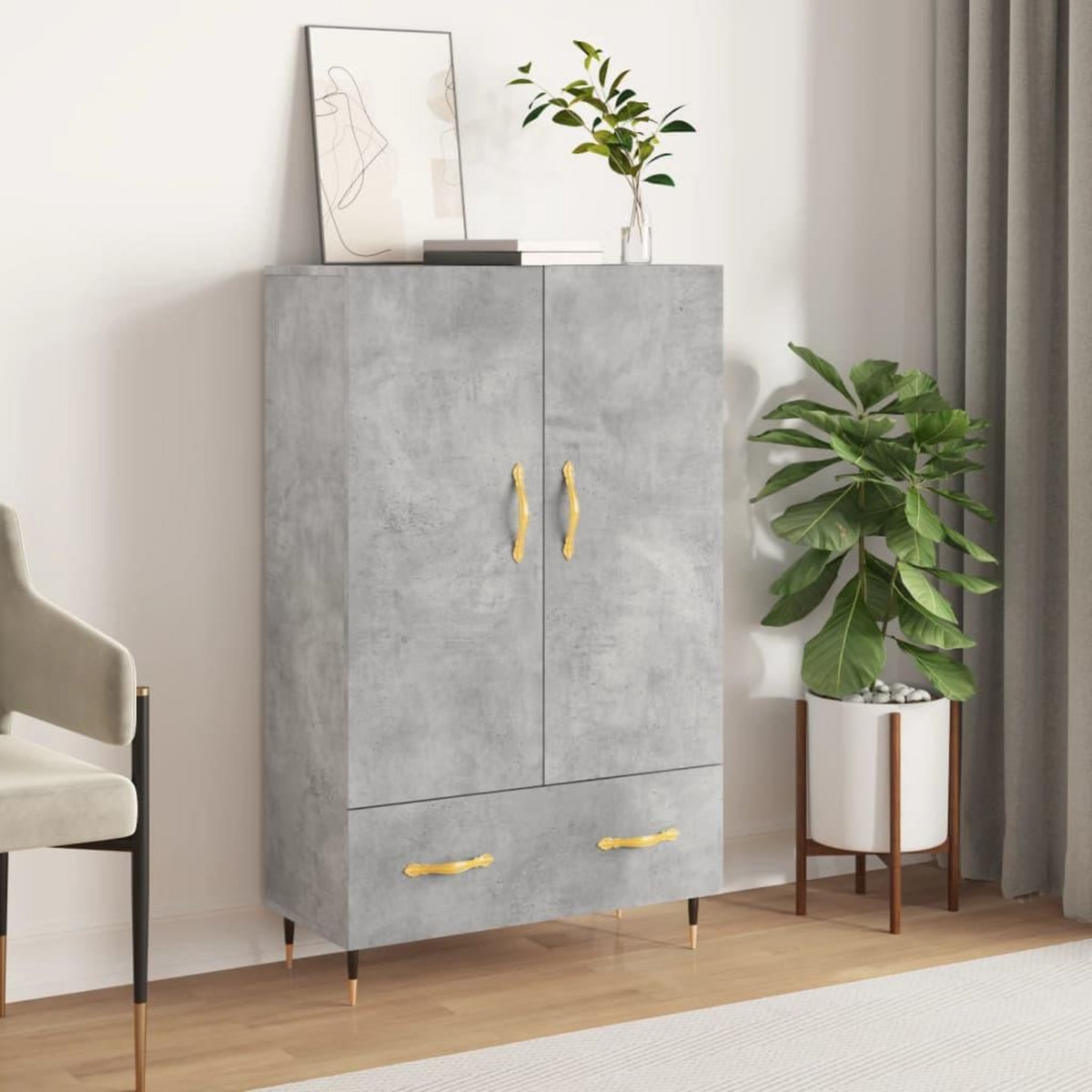VIDAXL Buffet haut gris beton 69,5x31x115 cm bois d'ingenierie