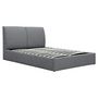 Voir la diapositive 1 : Lit coffre avec sommier relevable et tête de lit effet coussins en tissu gris foncé 140x200 cm EMMANUEL