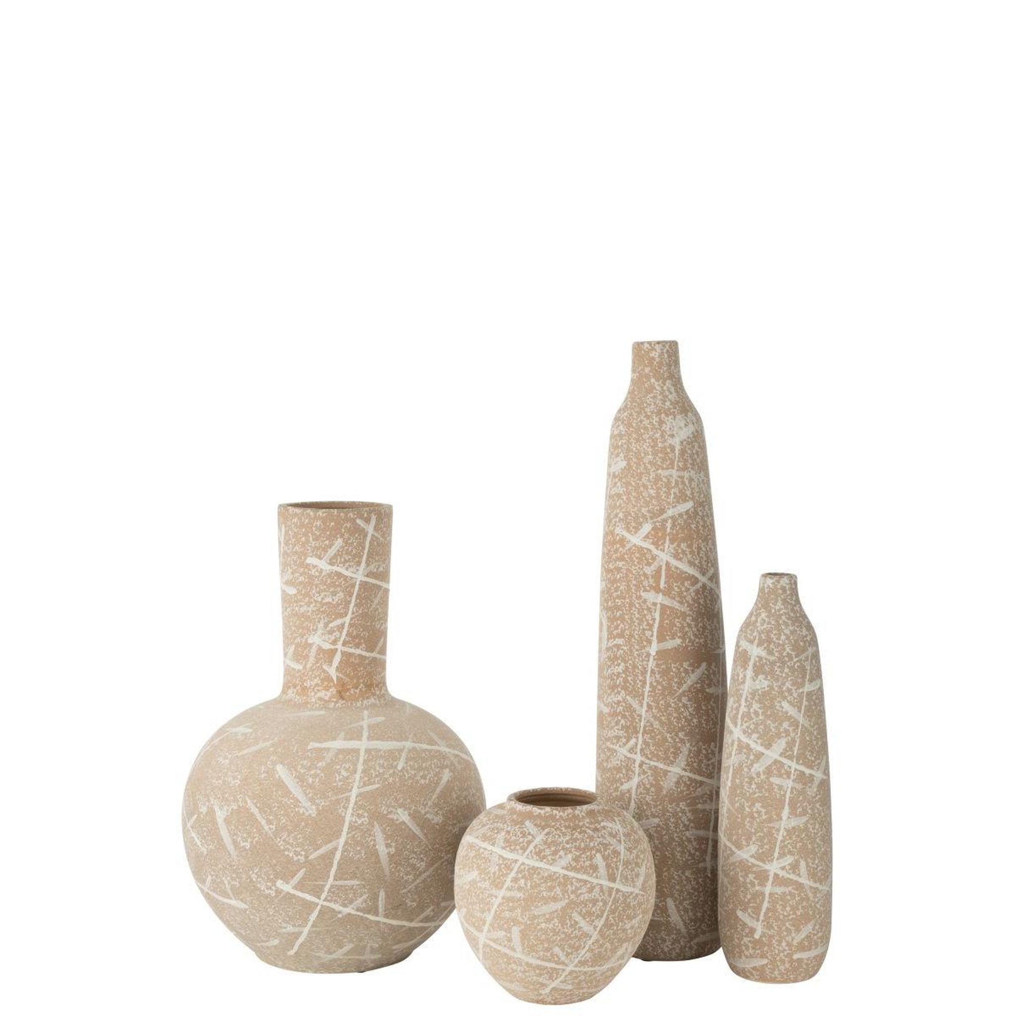 Voir la diapositive 3 : J-LINE Vase globe en grès  dune  52cm beige & blanc