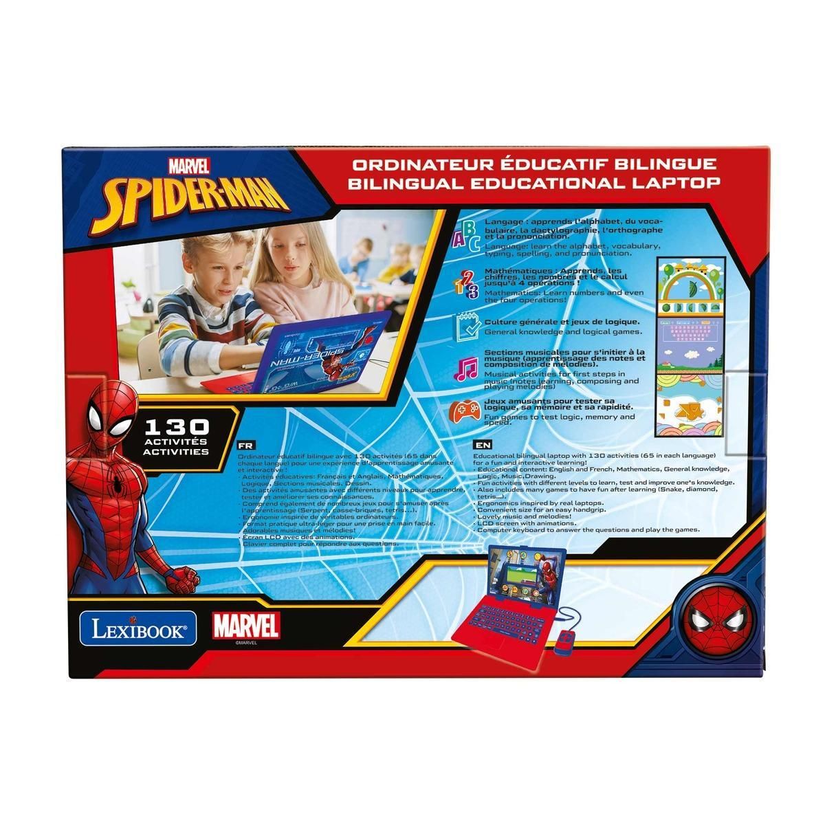 Lexibook Ordinateur éducatif couleur Spiderman bilingue français et anglais