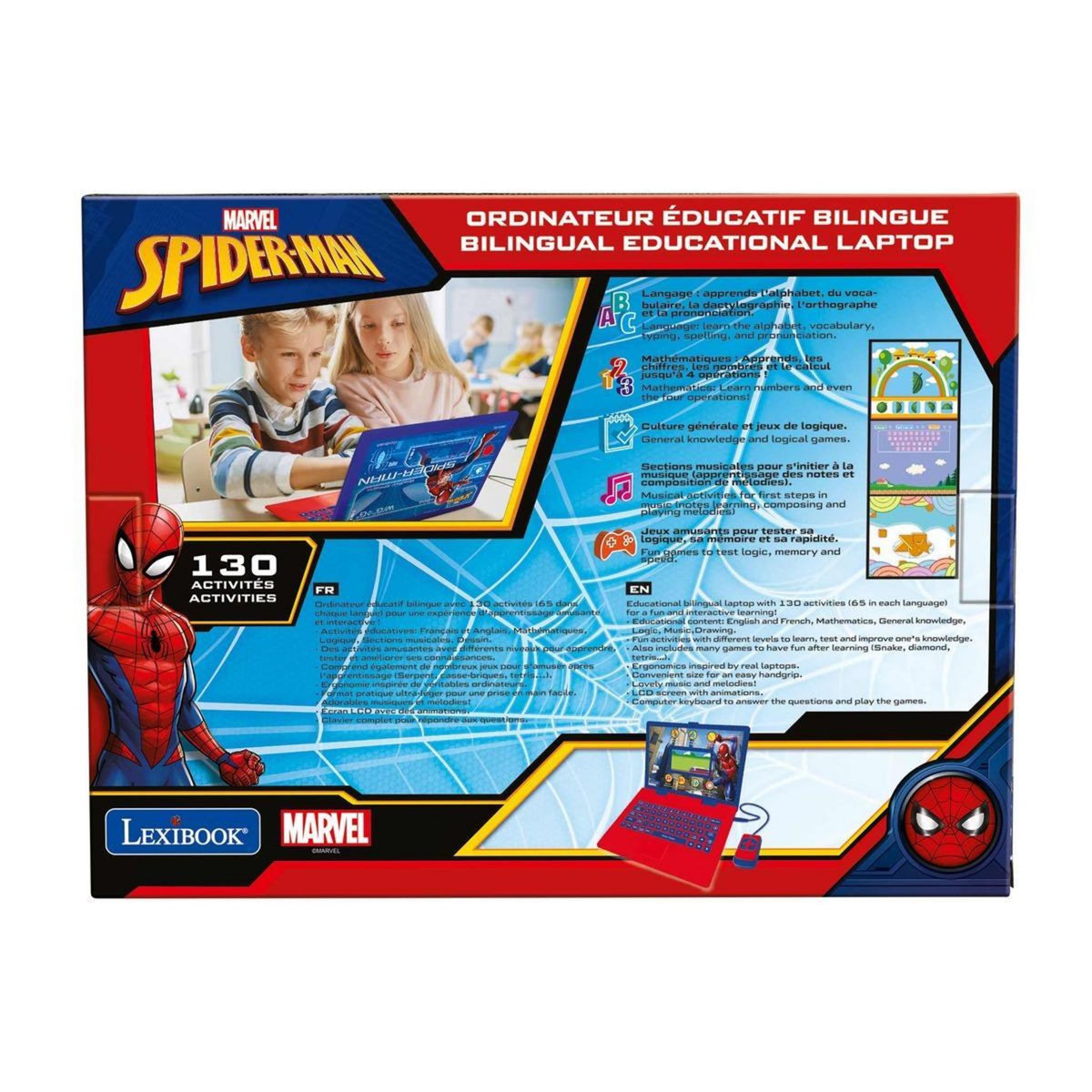 Lexibook Ordinateur éducatif couleur Spiderman bilingue français et anglais