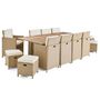 Voir la diapositive 2 : BEST MOBILIER Cuba – salon de jardin encastrable en résine tressé beige - 12 places - coussins beige + housse de protection