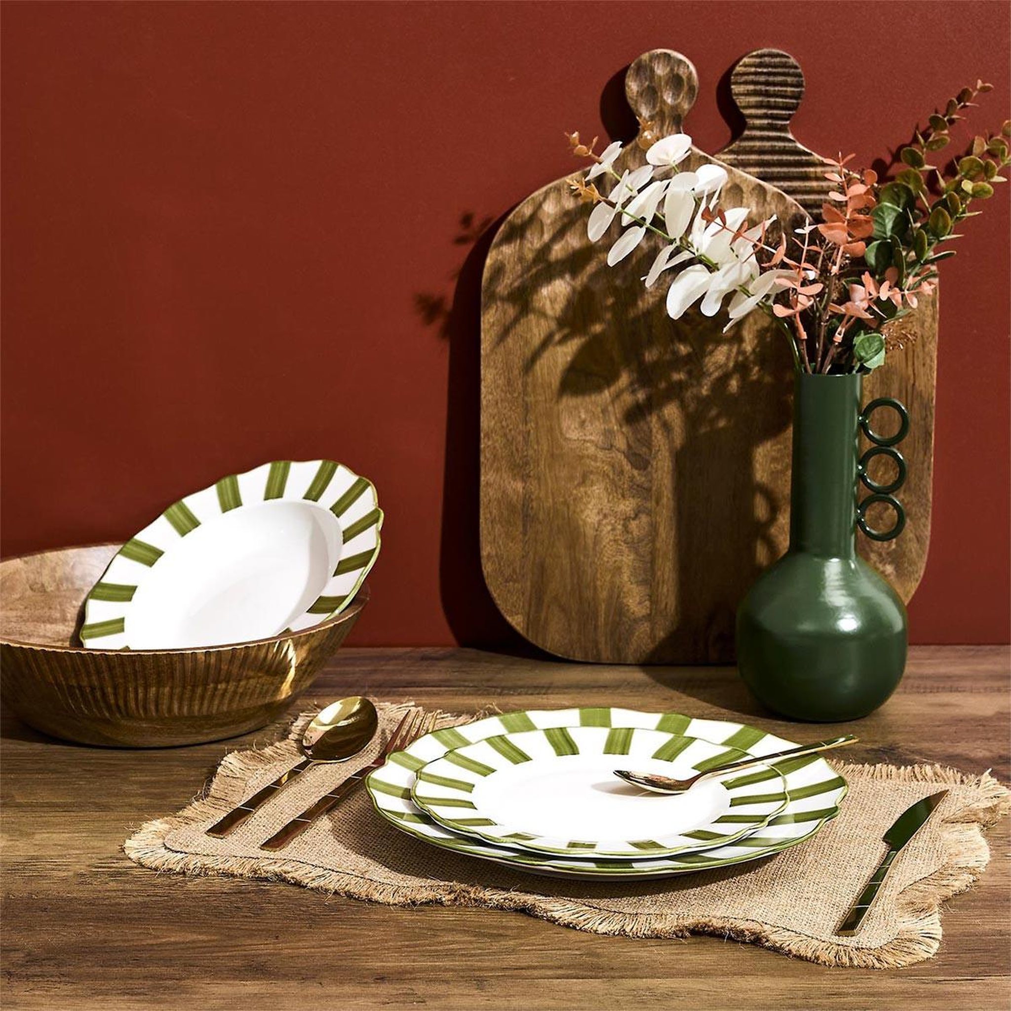 Voir la diapositive 5 : COOK CONCEPT Lot de 6 assiettes à dessert  cleo  19cm vert & blanc