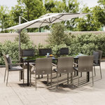 VIDAXL Ensemble a manger de jardin 9pcs et coussins noir et gris