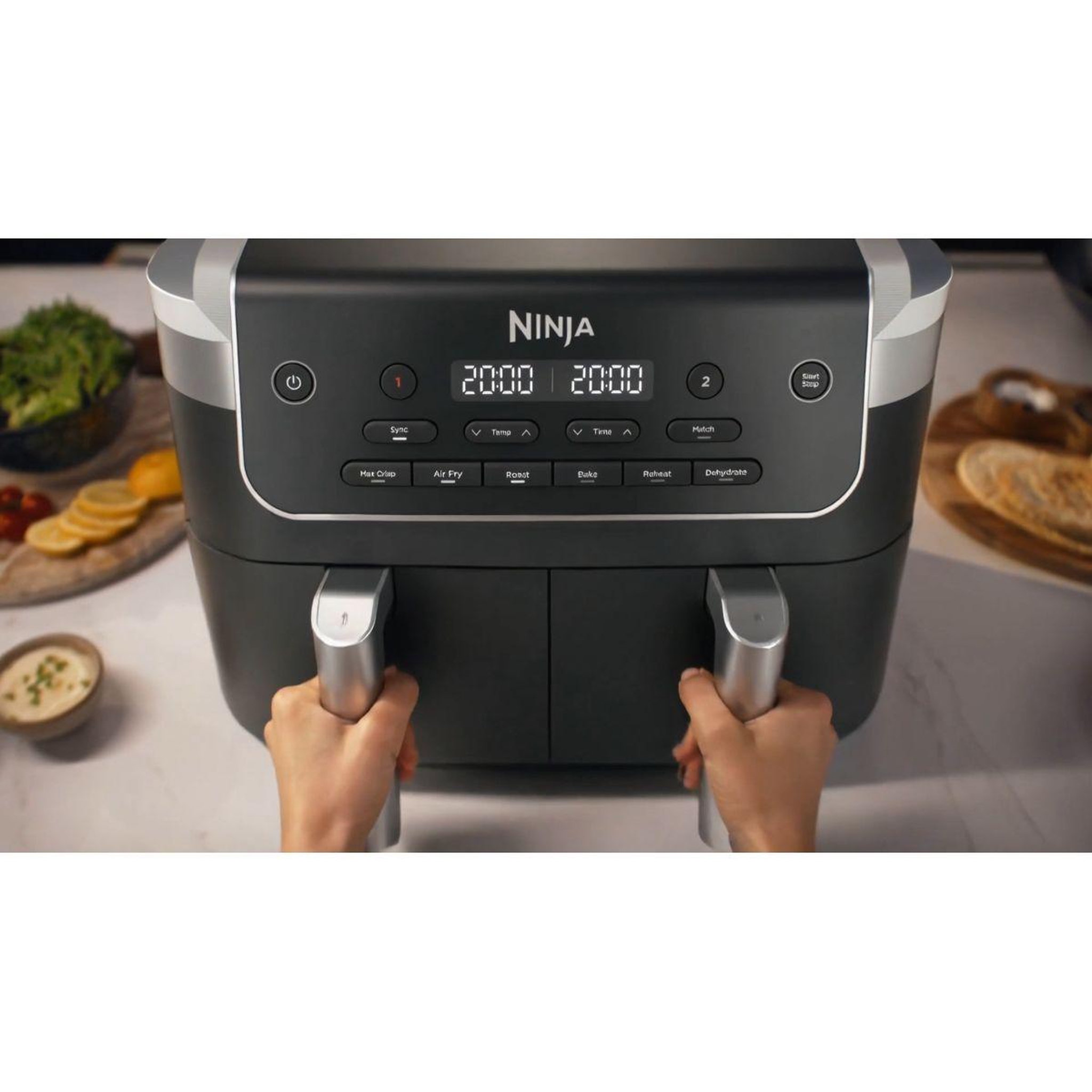 Voir la diapositive 4 : NINJA Friteuse sans huile Foodi Dual Air Fryer 7.6L DZ801EU
