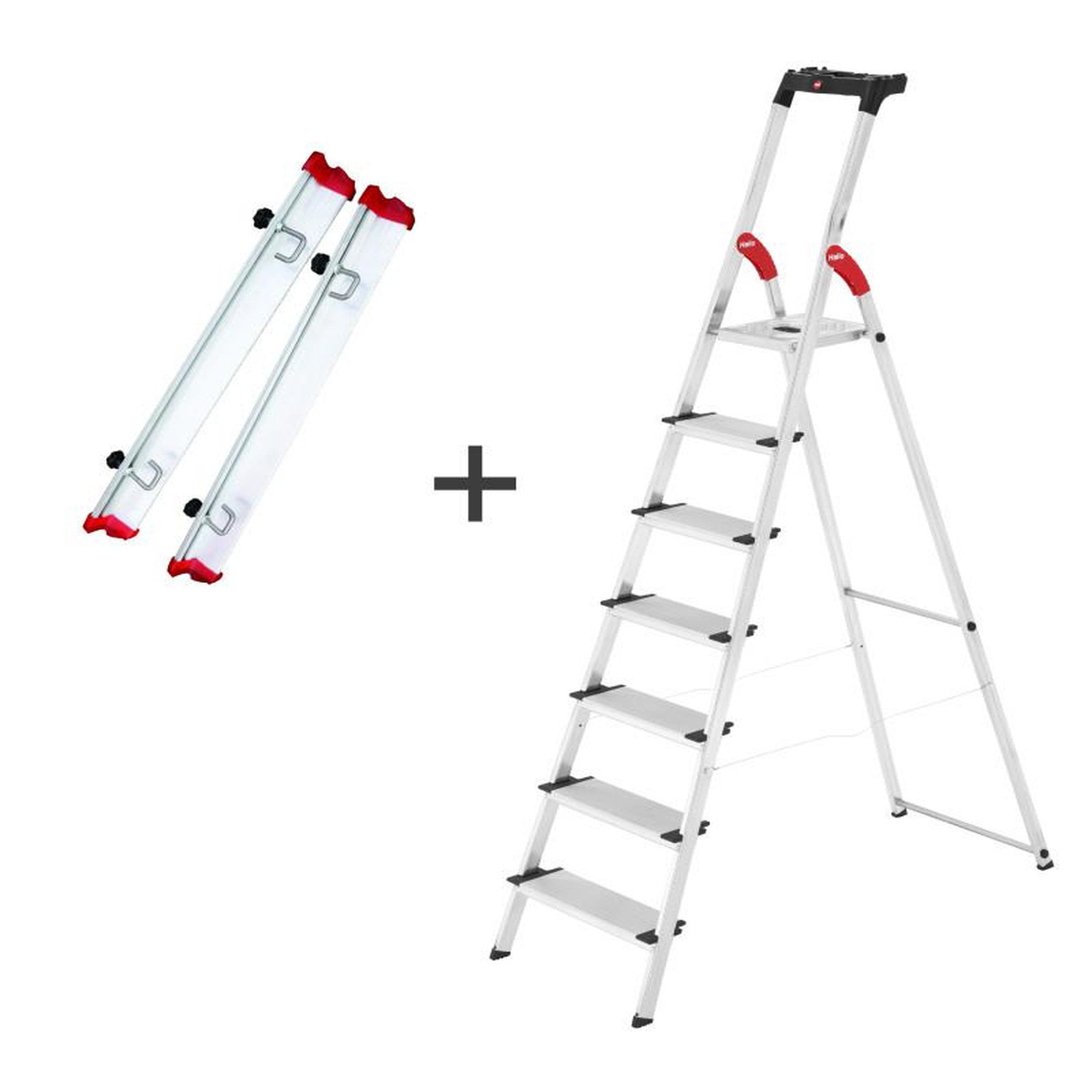 HAILO Rails jardin + Escabeau 7 marches extra larges ProfiStep XXL