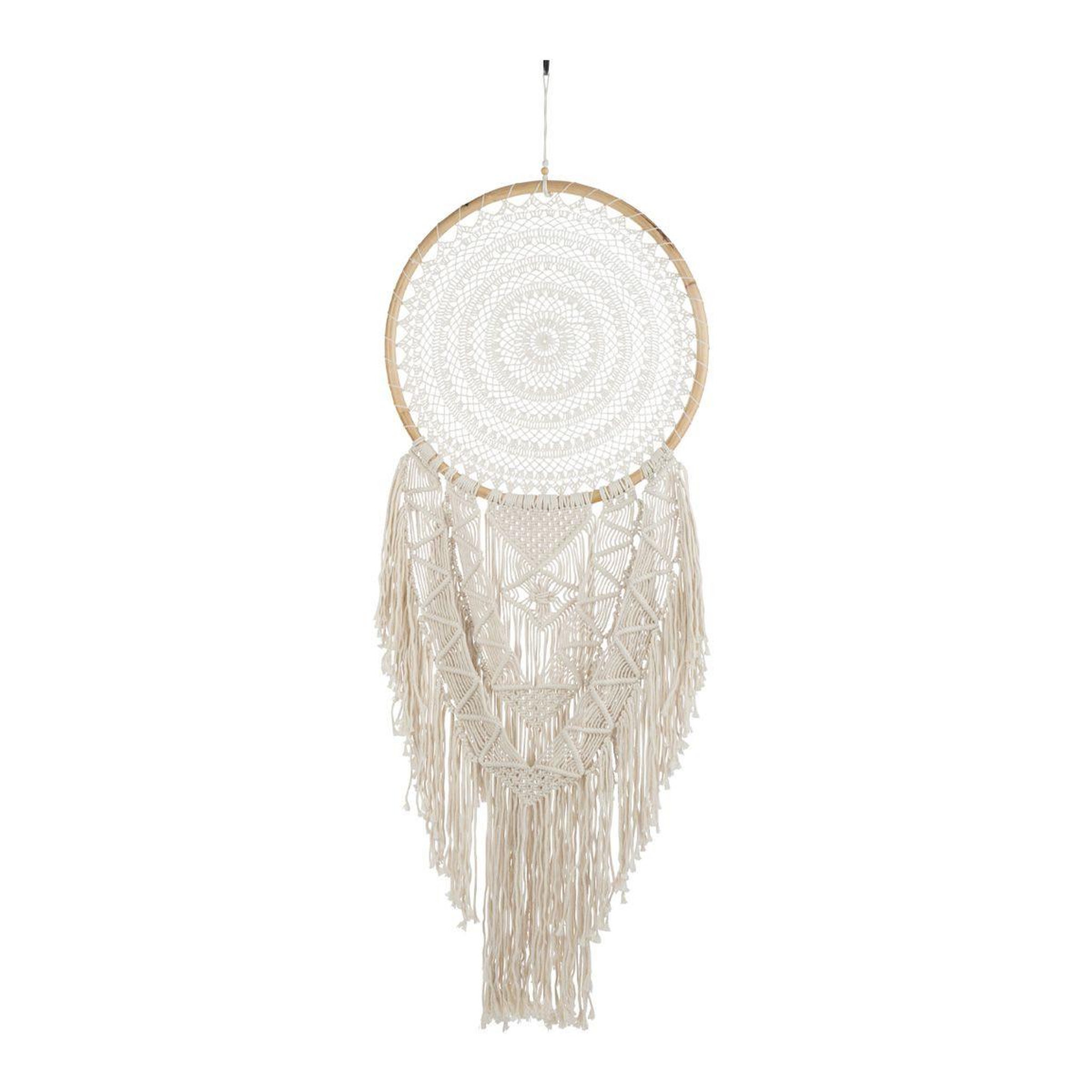 Voir la diapositive 1 : J-LINE Attrape-rêves déco en coton  fiona  145cm blanc