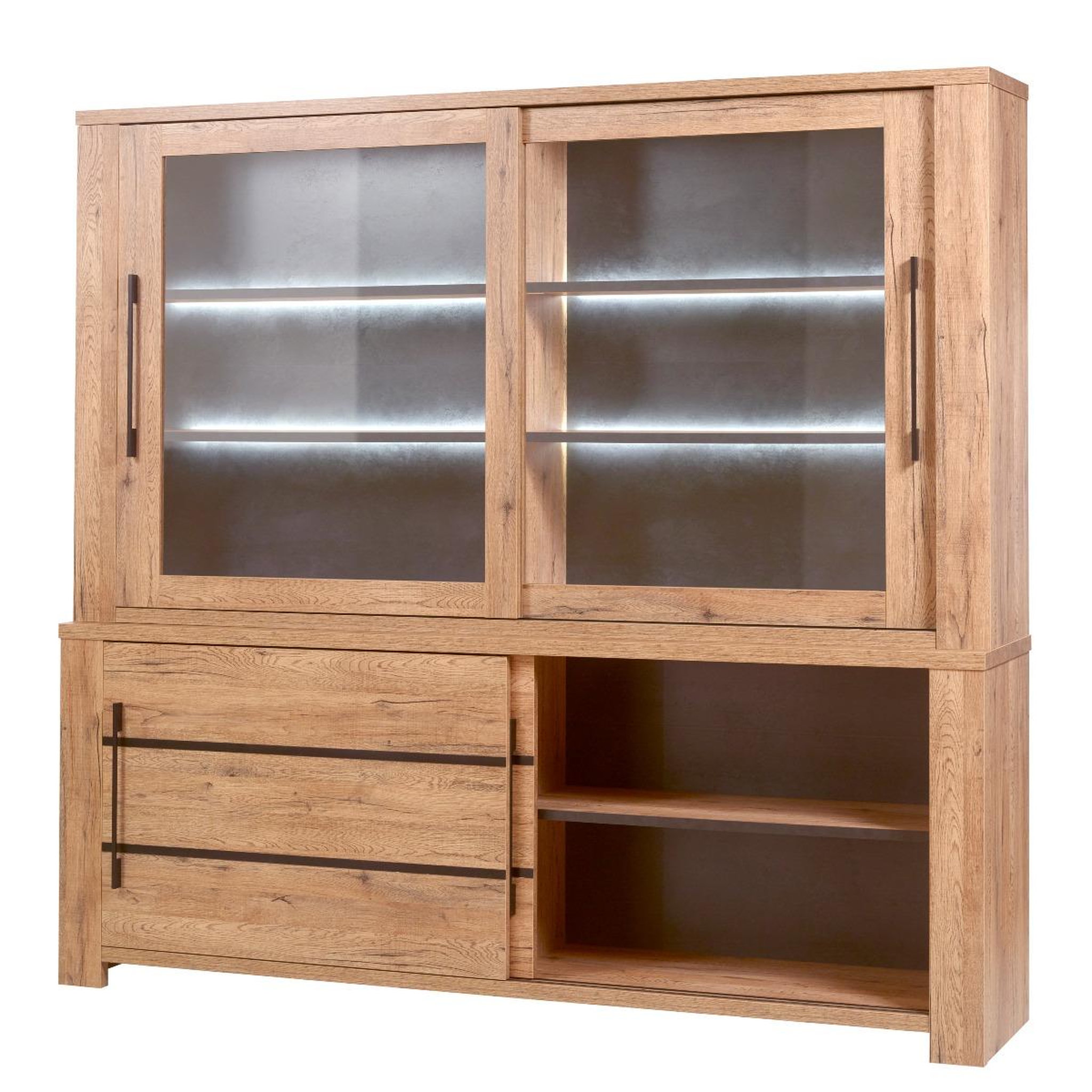 Voir la diapositive 4 : JLC KREATION Salle à manger complète OTTARIA (grande vitrine + table)