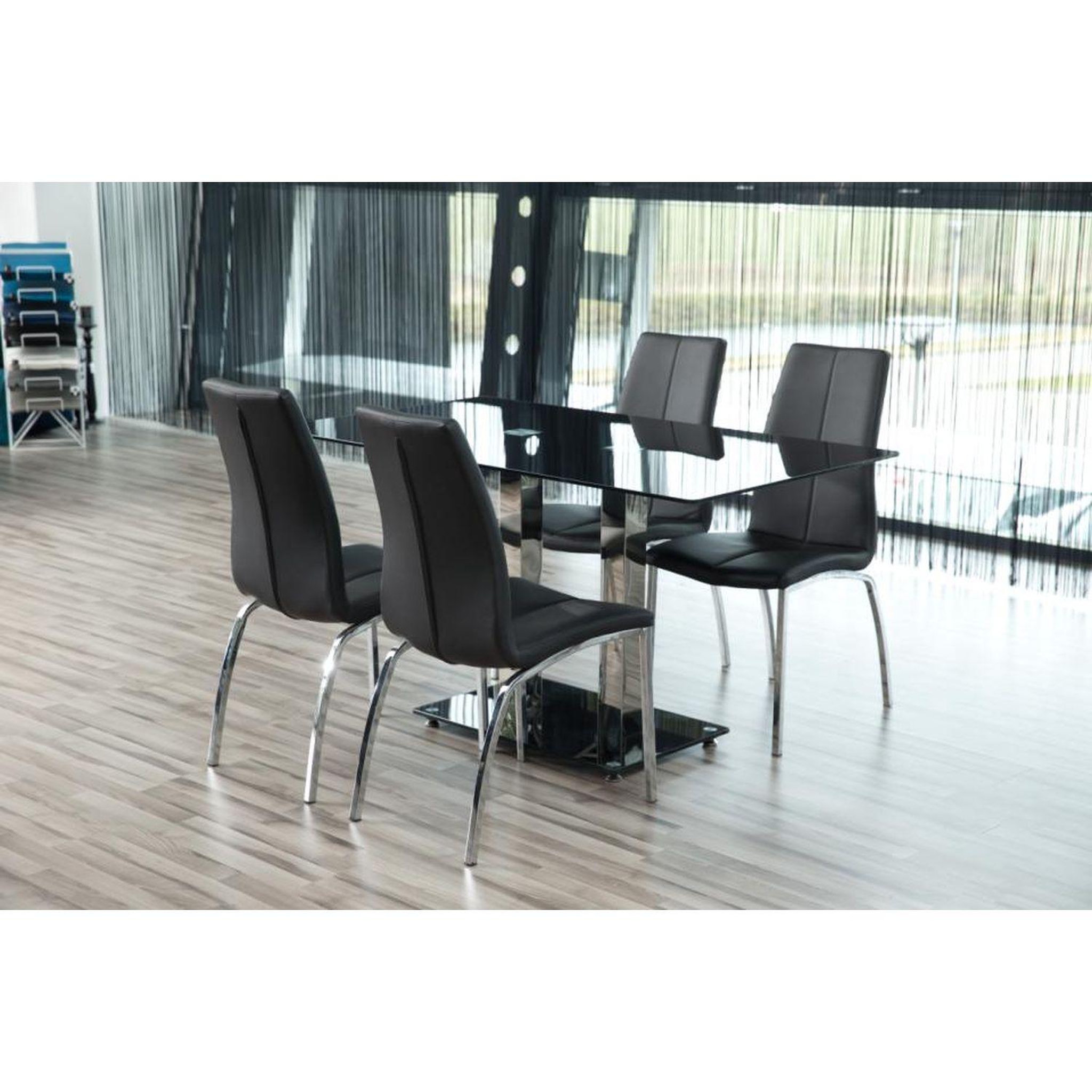 Voir la diapositive 2 : TOILINUX Lot de 4 chaises de salle à manger joya - noir