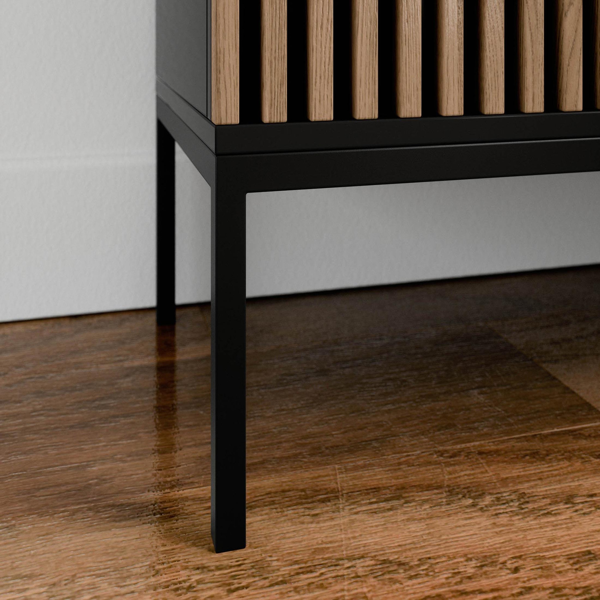 Voir la diapositive 4 : BEST MOBILIER Savanna - buffet bas - effet bois et noir - 3 tiroirs et 2 portes - 150 cm
