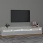Voir la diapositive 3 : VIDAXL Meuble TV avec lumieres LED Blanc brillant 240x35x40 cm