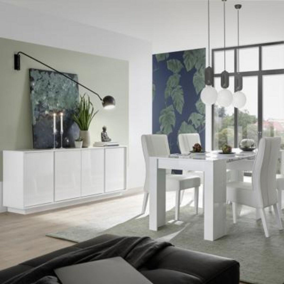 NOUVOMEUBLE Meubles de salle à manger laqués blanc brillant ICELAND pas