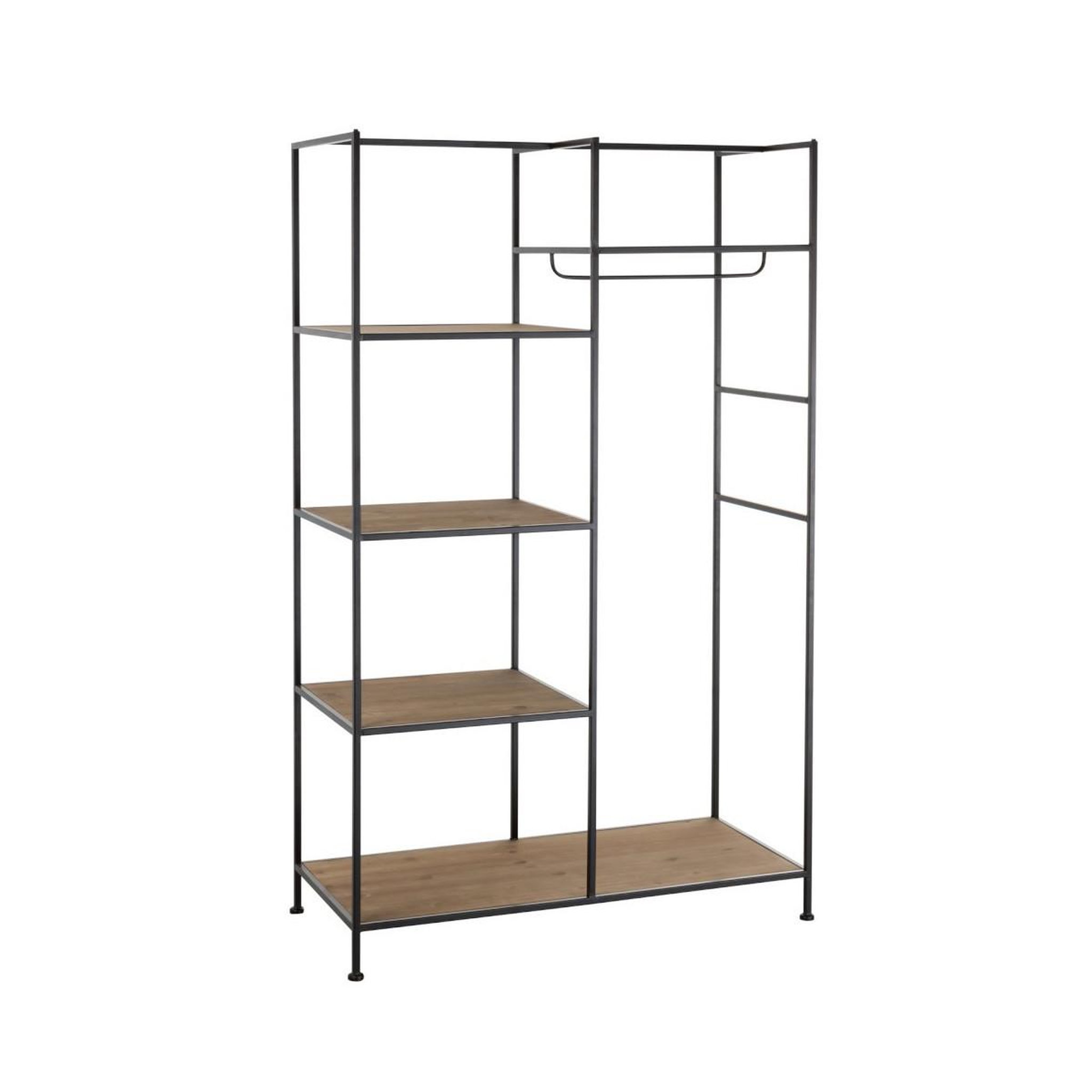 Voir la diapositive 2 : J-LINE Étagère & penderie en métal  rack  180cm noir
