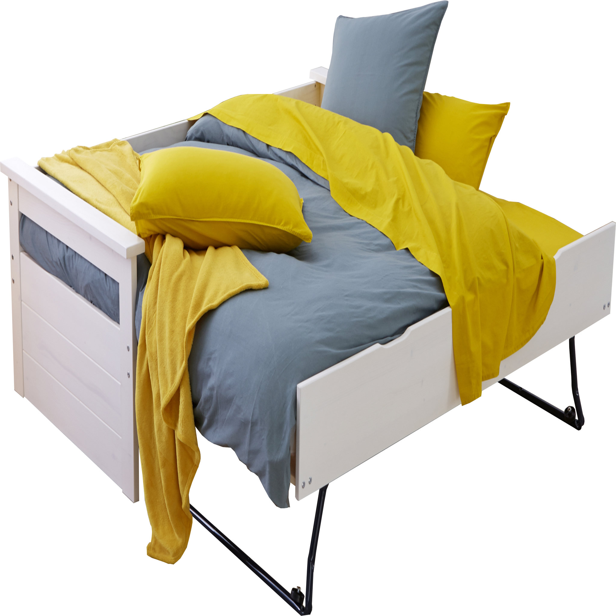 Voir la diapositive 4 : Lit  banquette gigogne en bois massif  2x90x190cm SANTA CRUZ