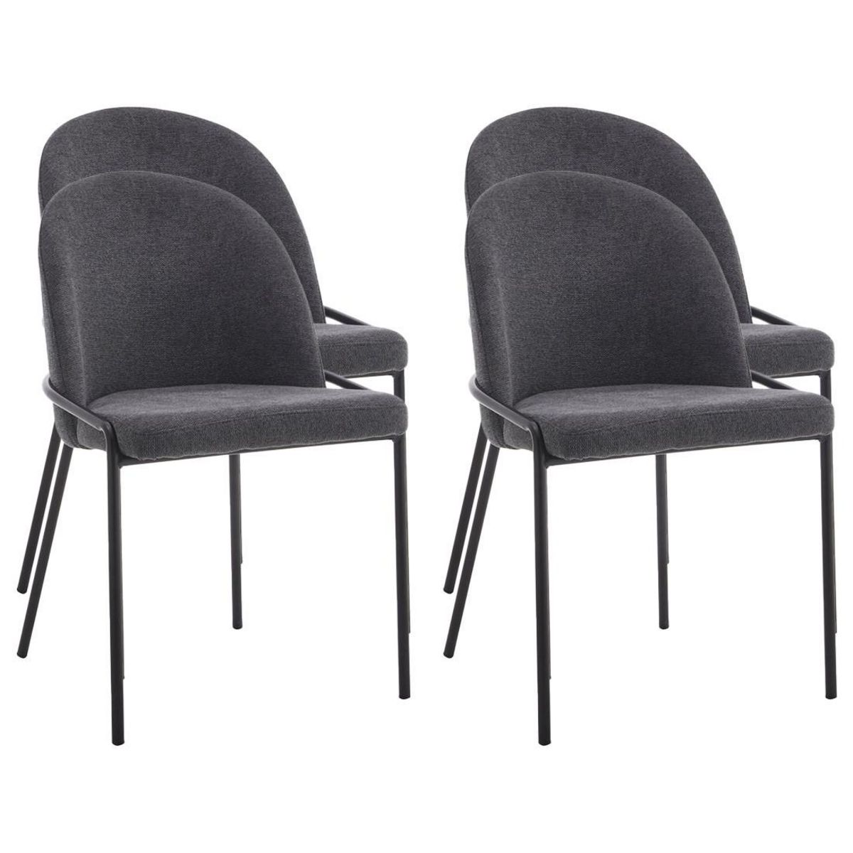 LISA DESIGN Imelda - lot de 4 chaises - en tissu - gris anthracite