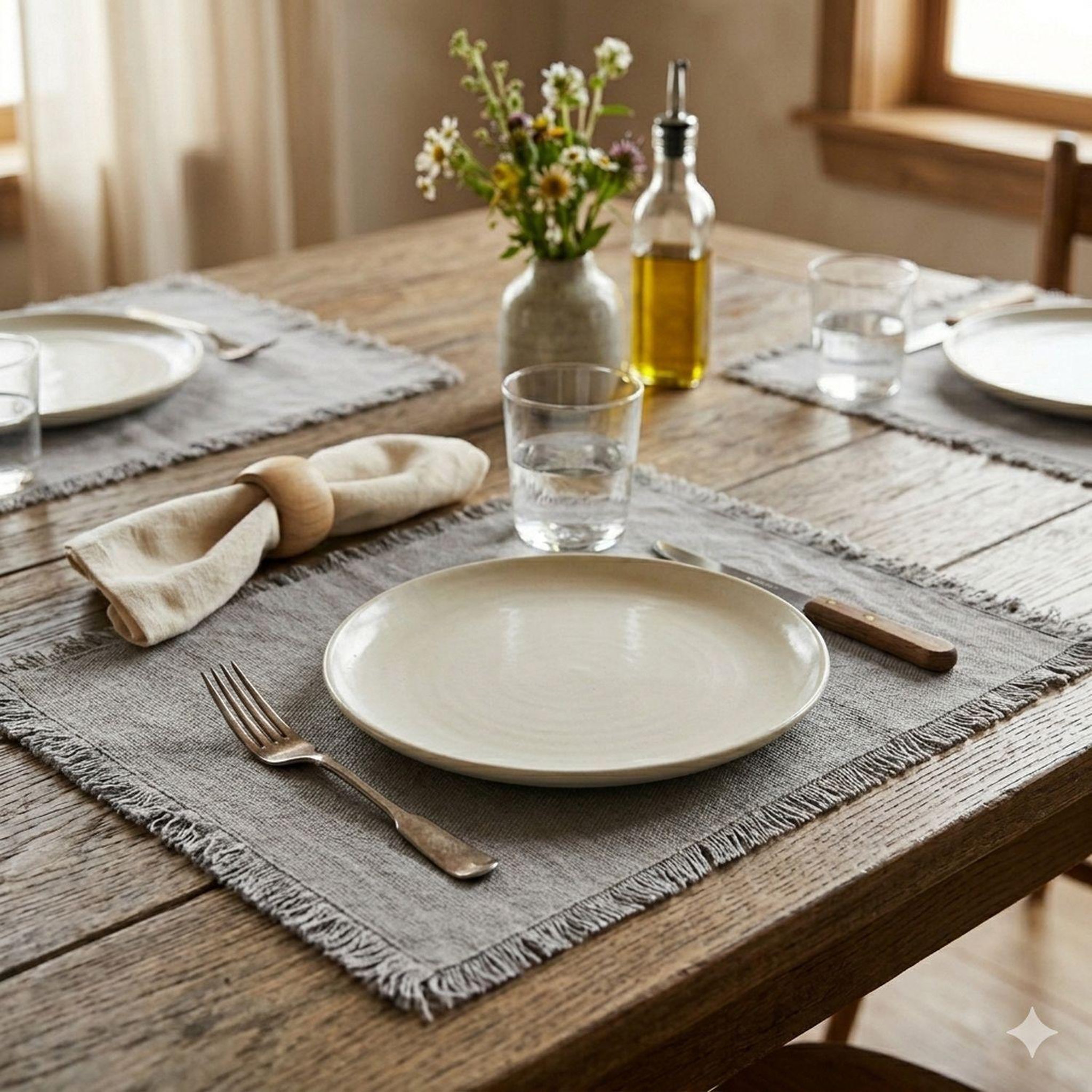 Voir la diapositive 2 : TOILINUX Lot de 2 sets de table en coton MAHA