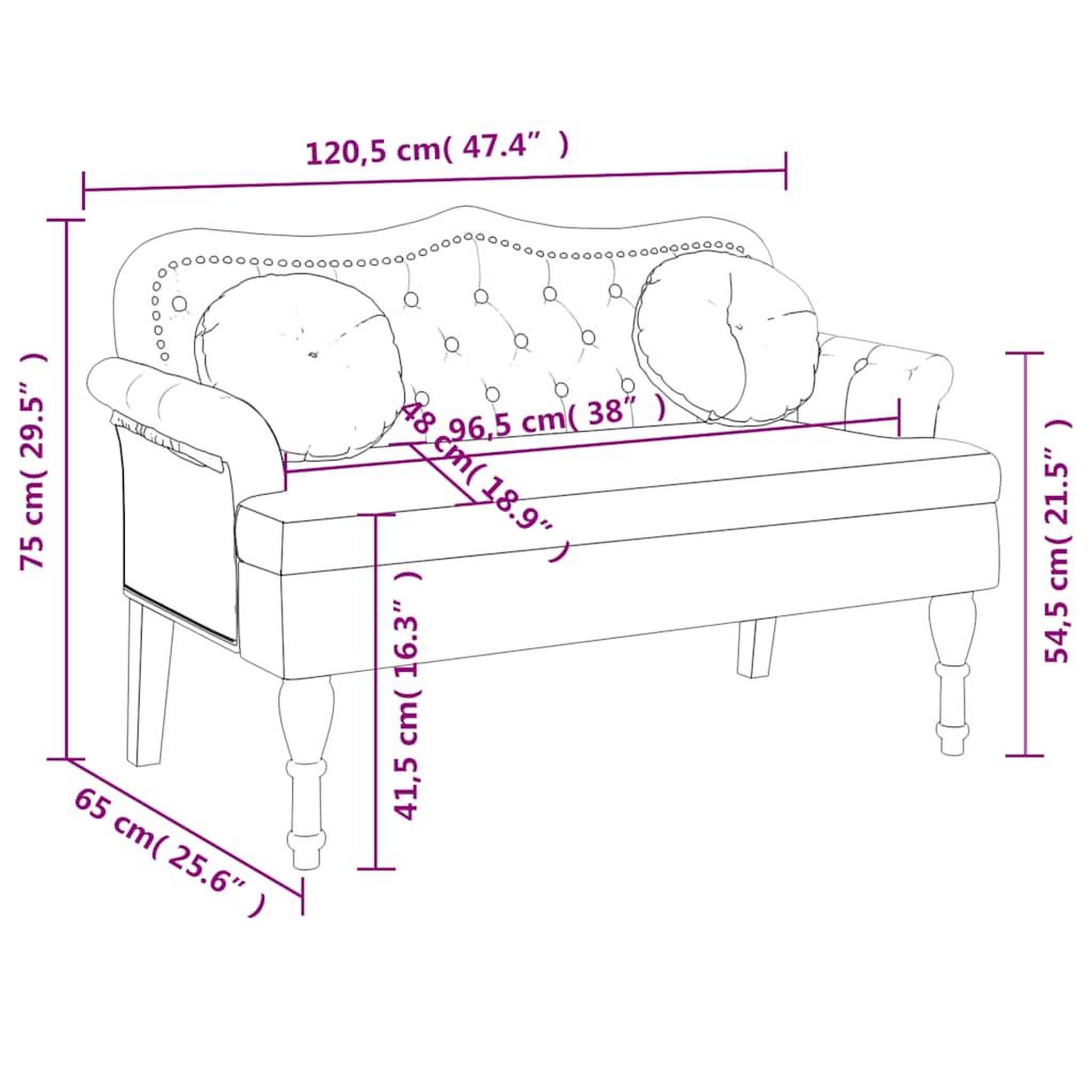 Voir la diapositive 6 : VIDAXL Banc avec coussins noir 120,5x65x75 cm velours
