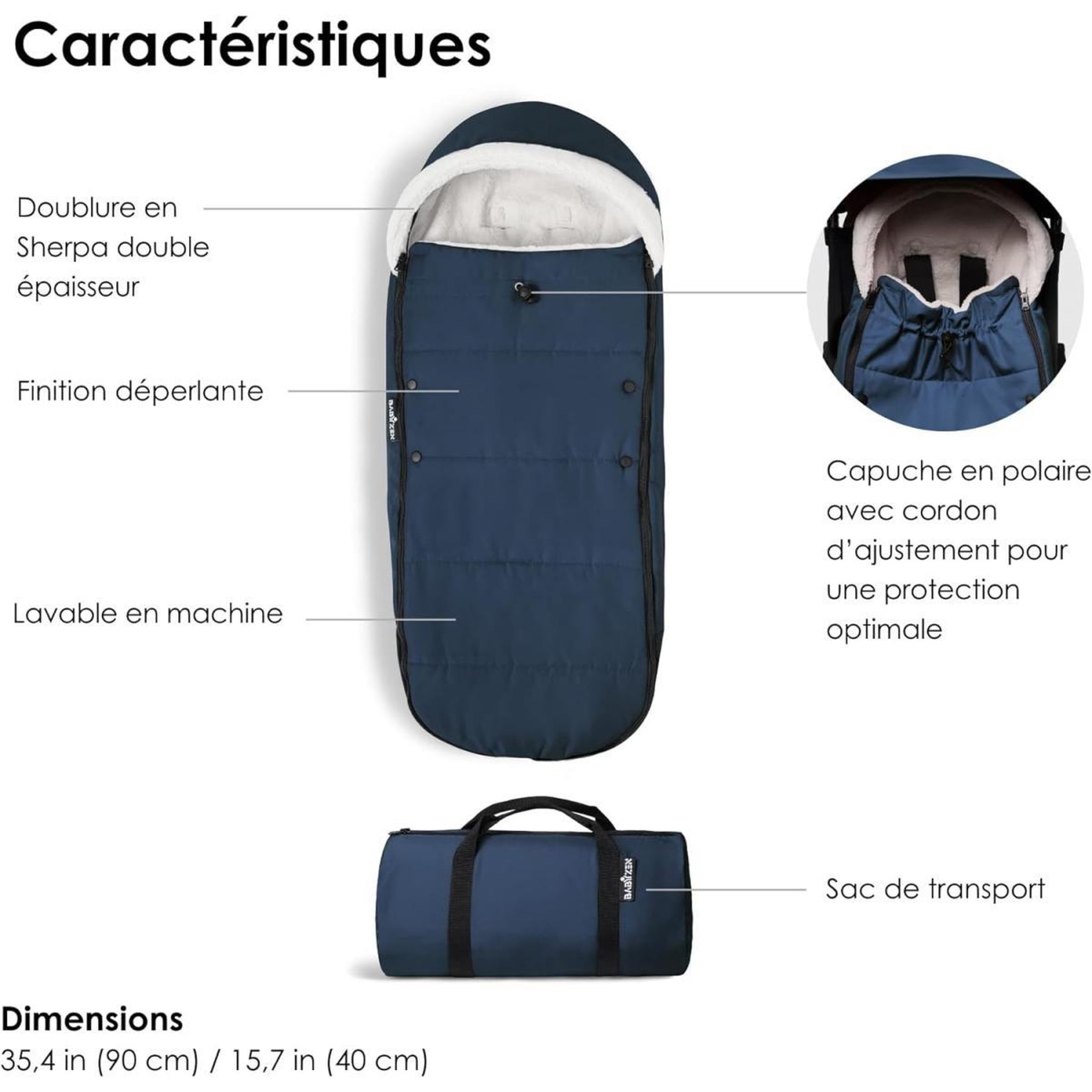 Voir la diapositive 3 : STOKKE Chancelière BABYZEN YOYO Bleu Marine