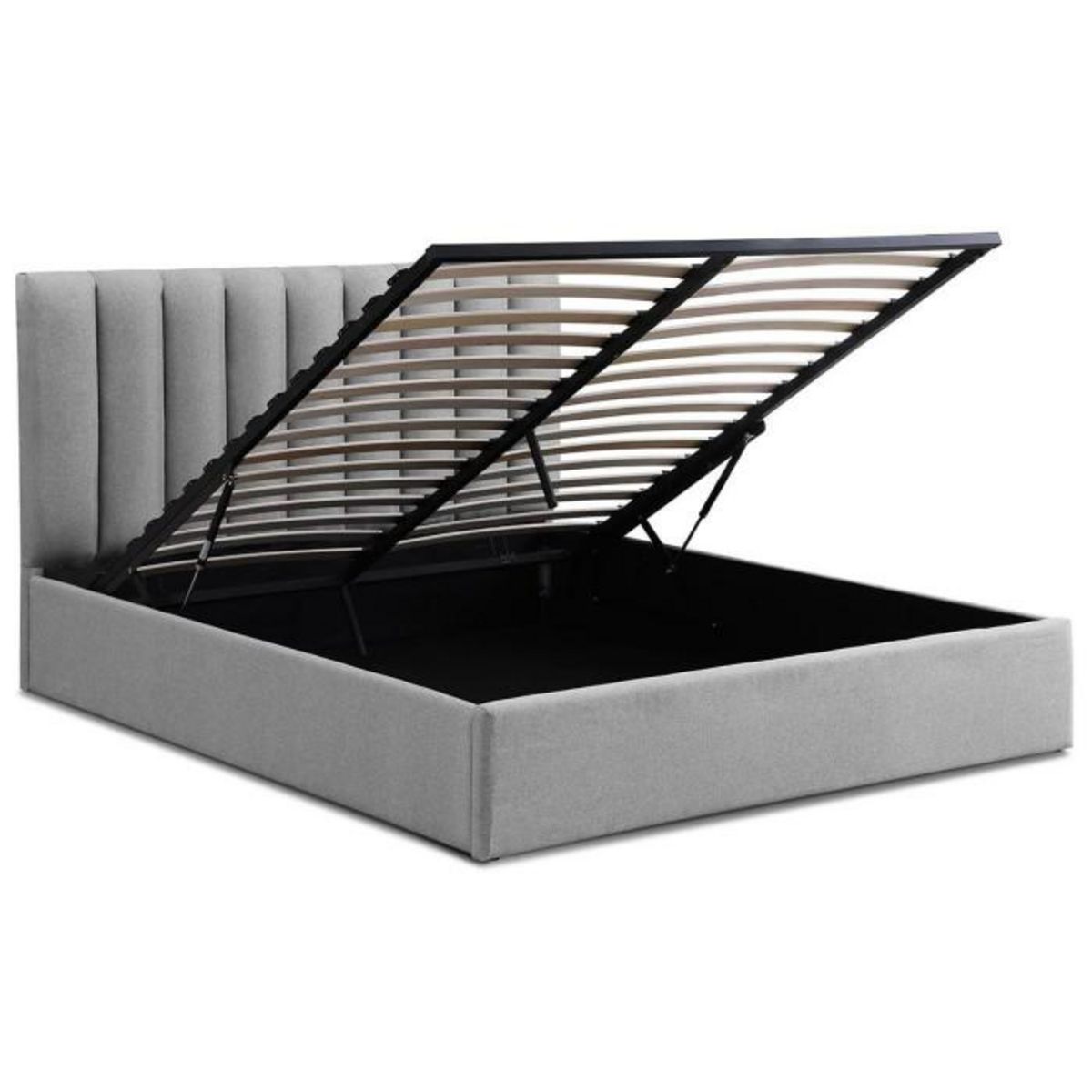 Paris Prix Lit Coffre Design en Tissu  Songa  160x200cm Gris