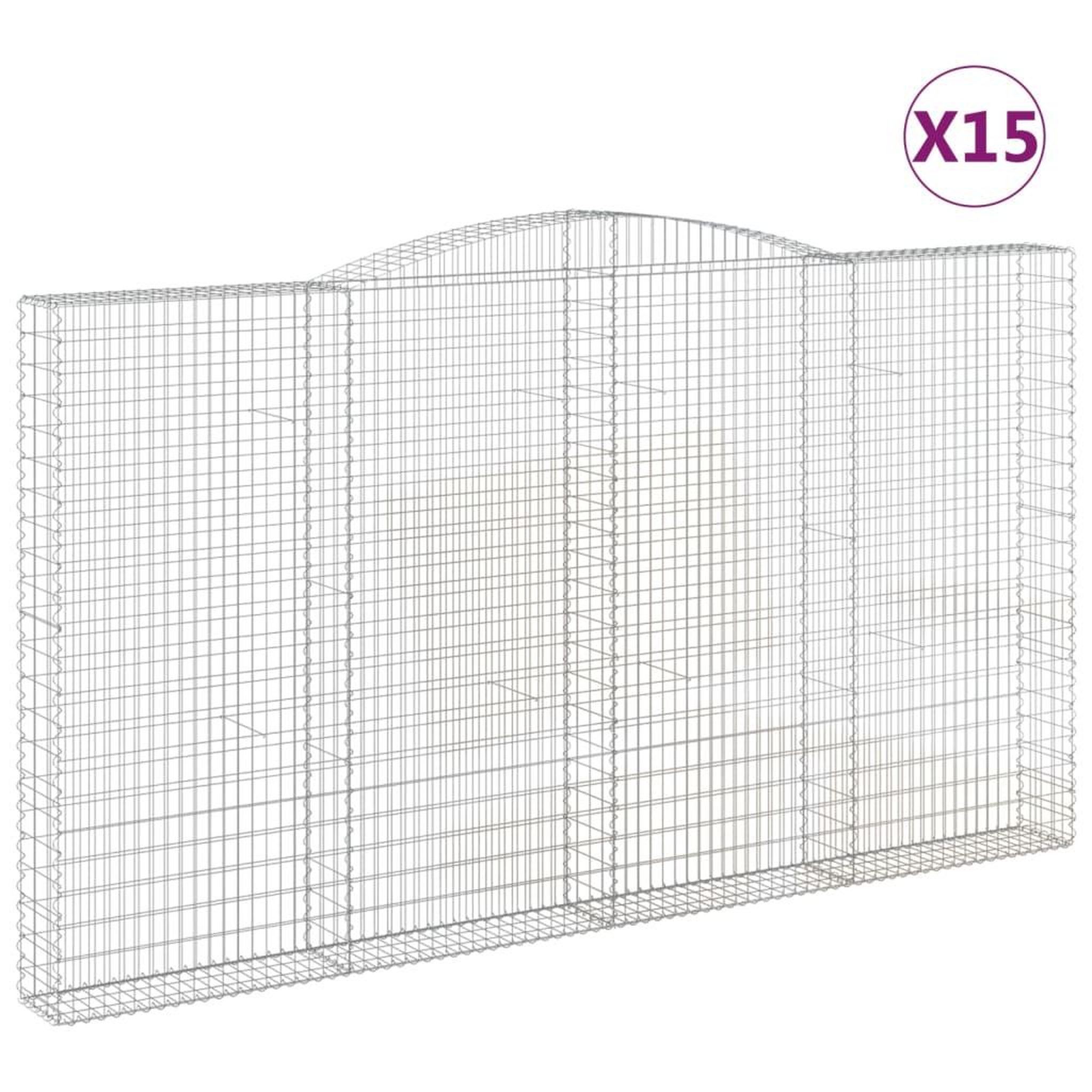 Voir la diapositive 2 : VIDAXL Paniers a gabions arques 15 pcs 400x30x220/240 cm Fer galvanise