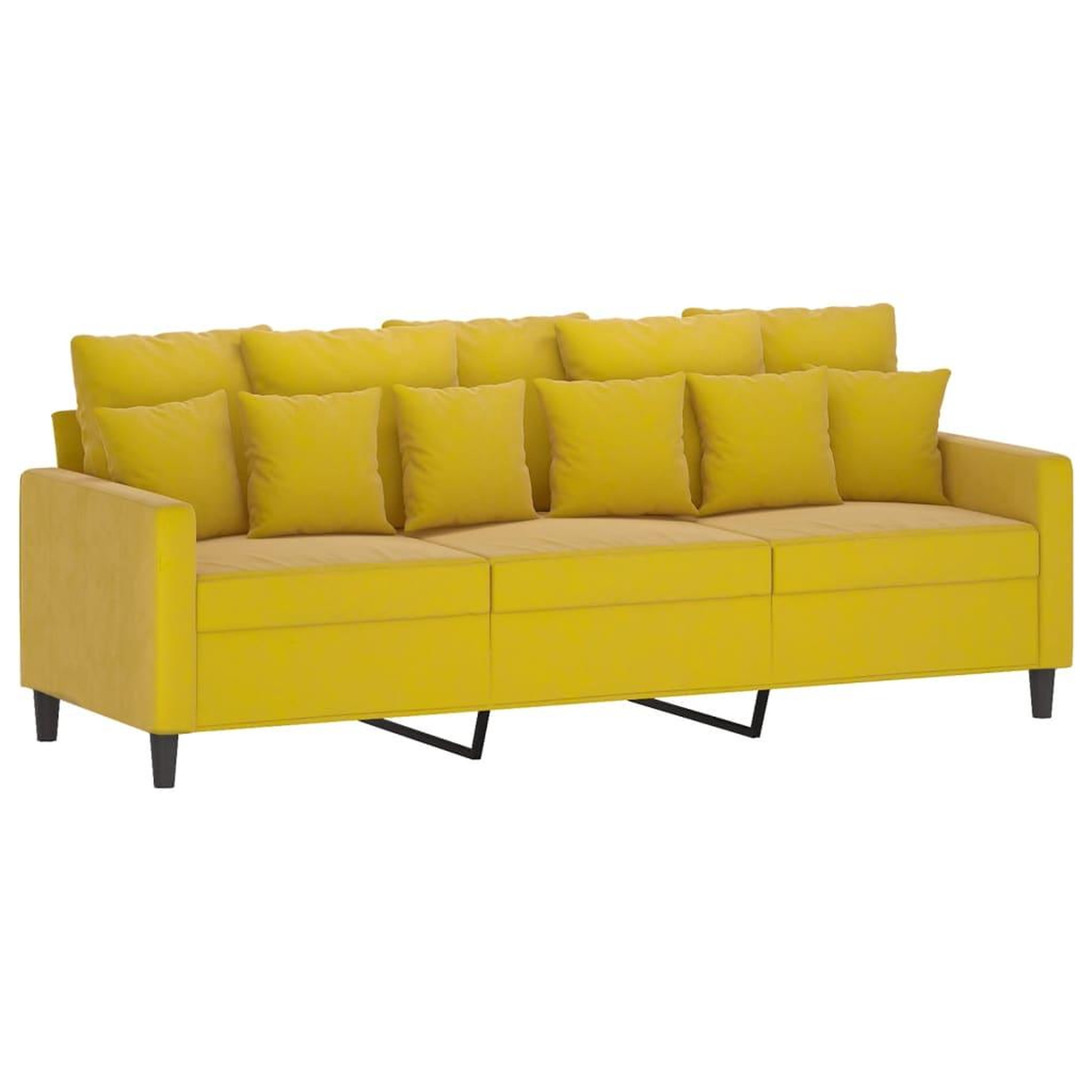 Voir la diapositive 5 : VIDAXL Ensemble de canapes 3 pcs avec coussins Jaune Velours