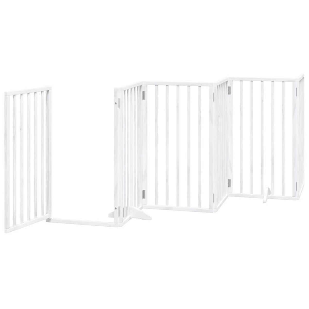VIDAXL Barriere pour chien porte pliable 9panneaux blanc bois peuplier