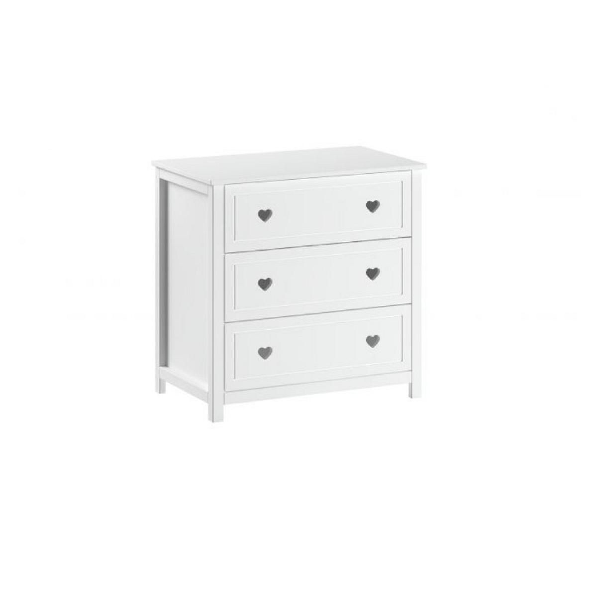 Vipack Commode AMORI 3 tiroirs blanc - Design épuré