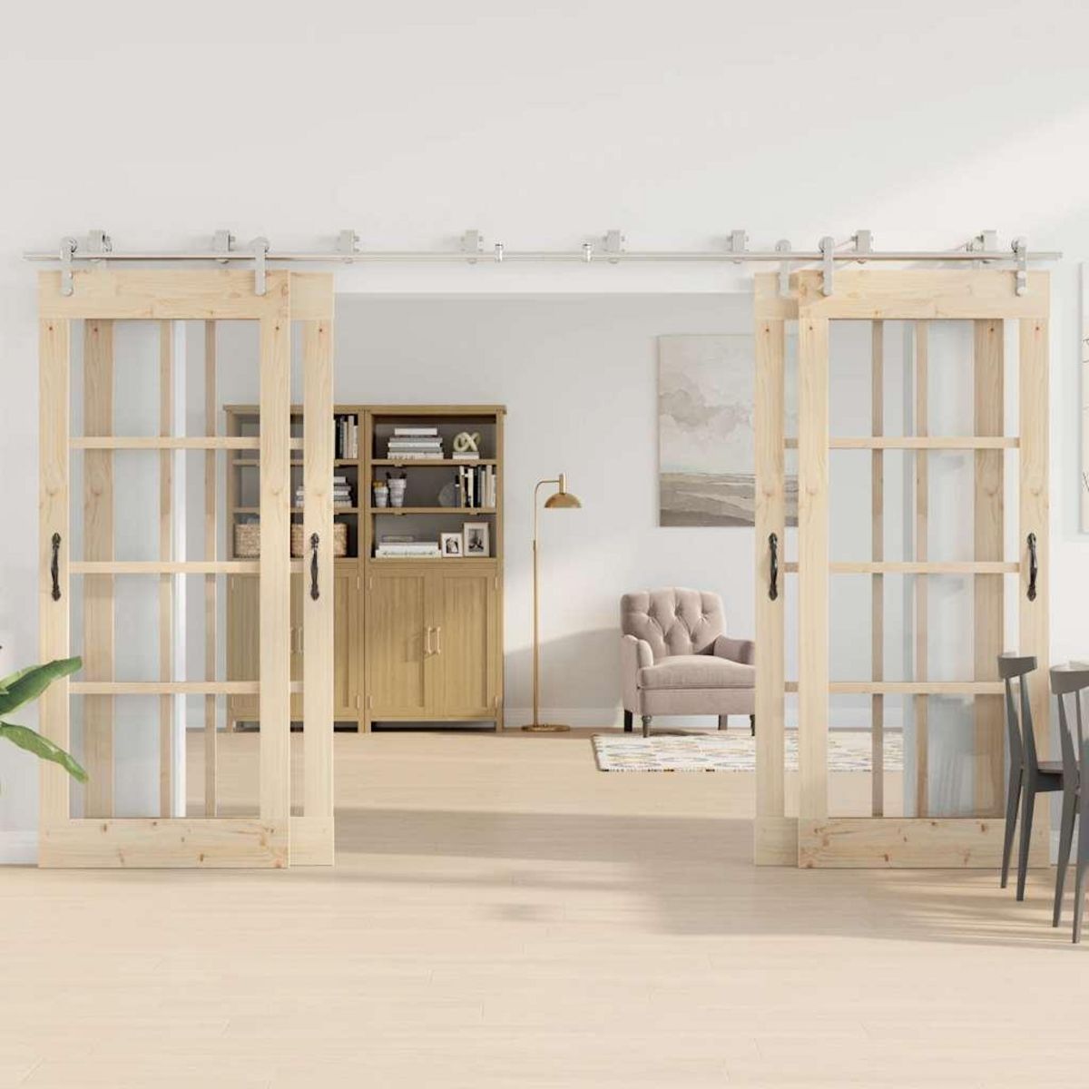 VIDAXL Kit fixation porte coulissante 366 cm Acier inoxydable Argente