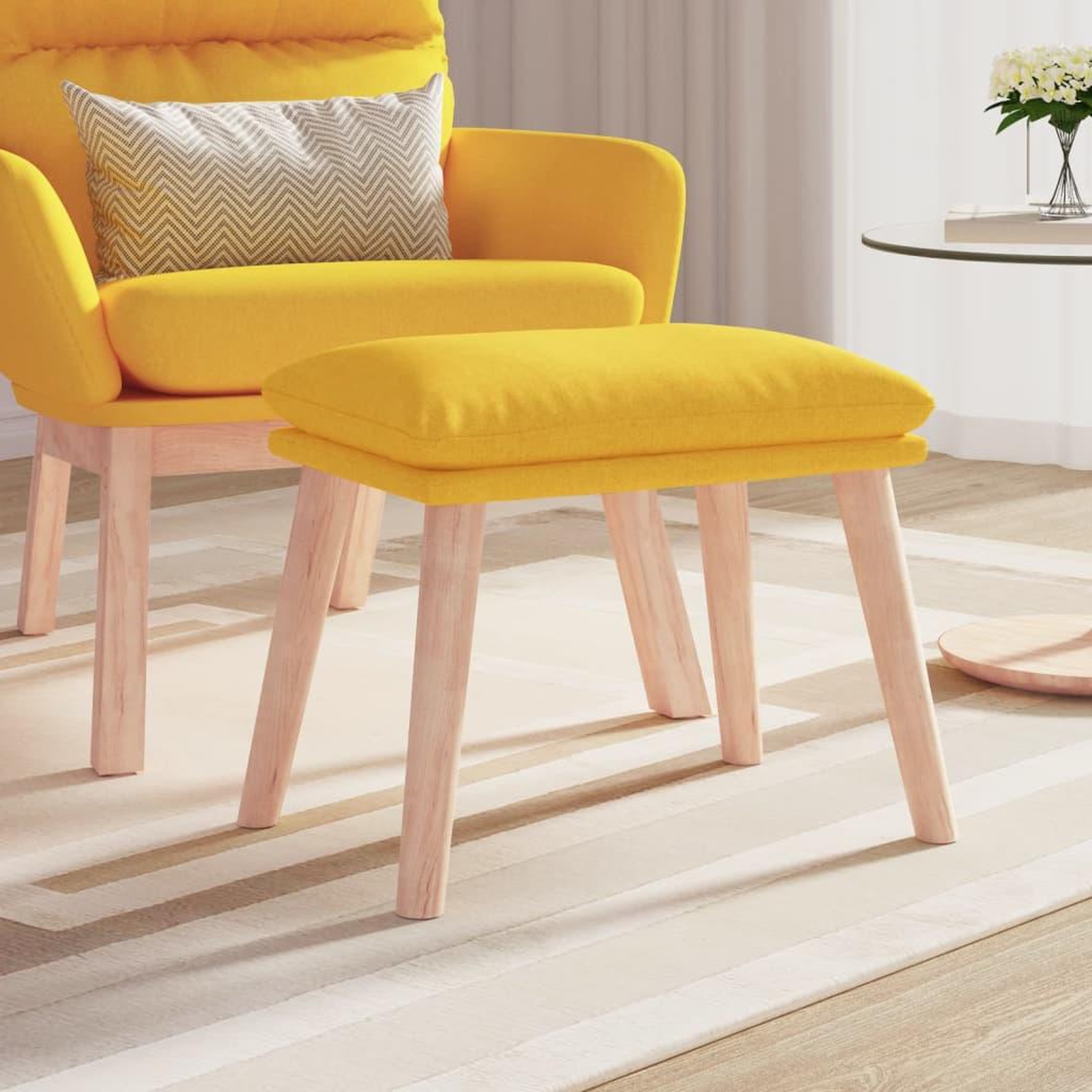 VIDAXL Repose-pied Jaune moutarde 45x29,5x35 cm Tissu