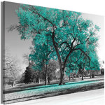 Paris Prix Tableau Imprimé  Autumn in the Park Wide Turquoise. Coloris disponibles : Multicolore