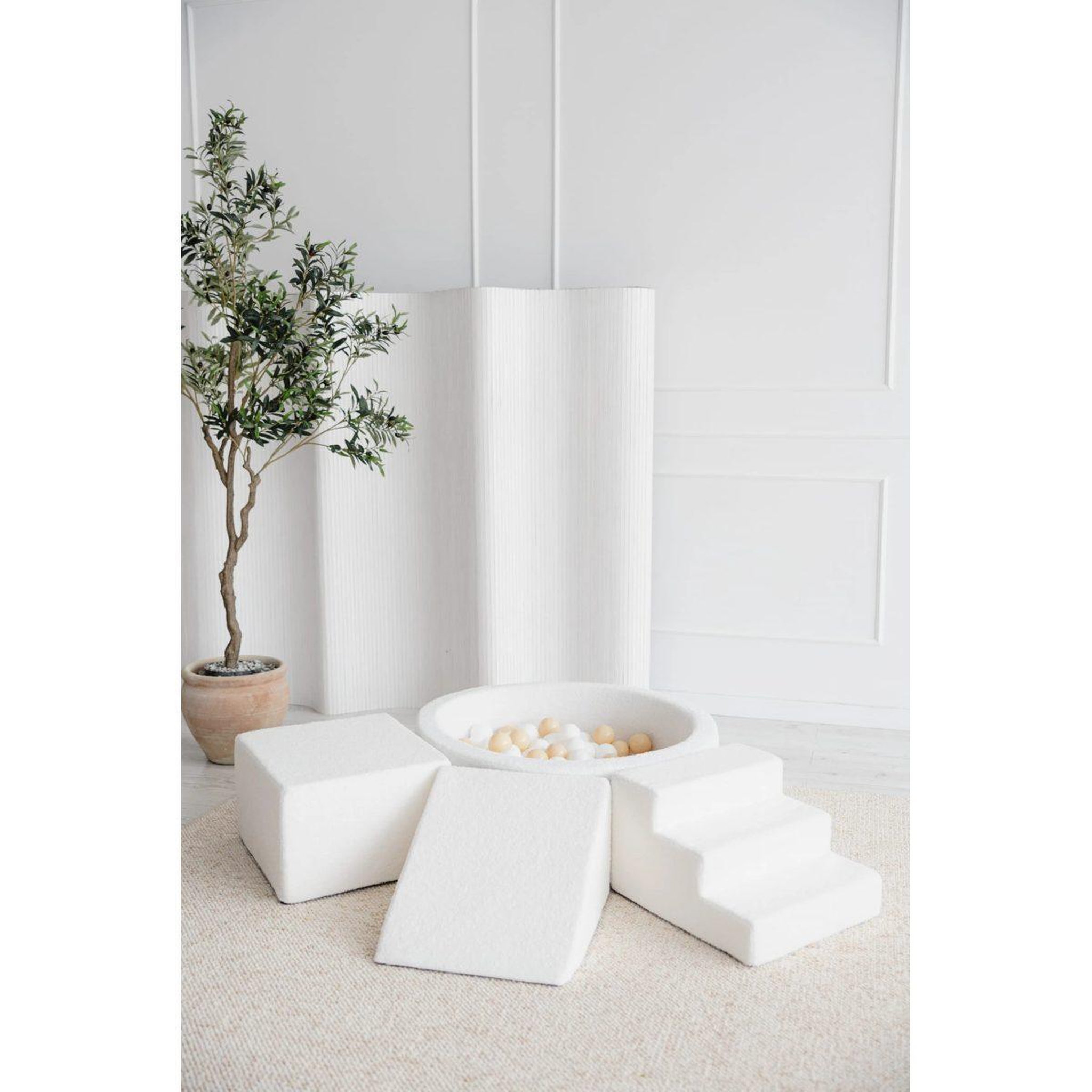 Voir la diapositive 2 : MONIO FOR KIDS Ensemble 3 modules en mousse et piscine à balles 90 x 30 cm avec 200 balles — Blanc