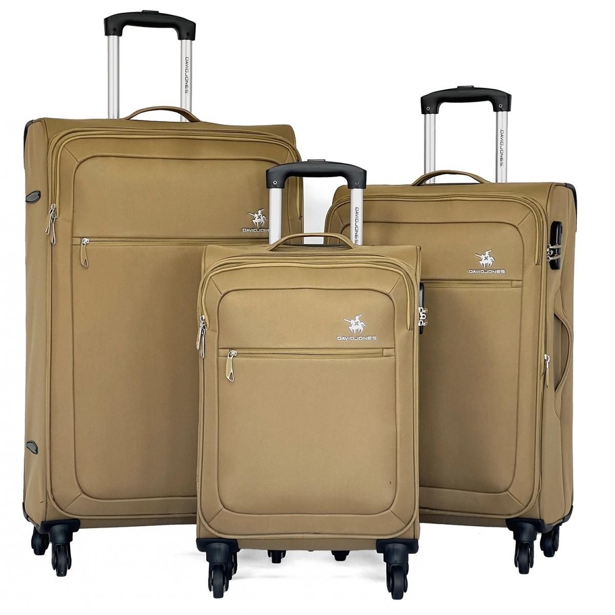 David Jones Lot de 3 valises souples dont 1 cabine