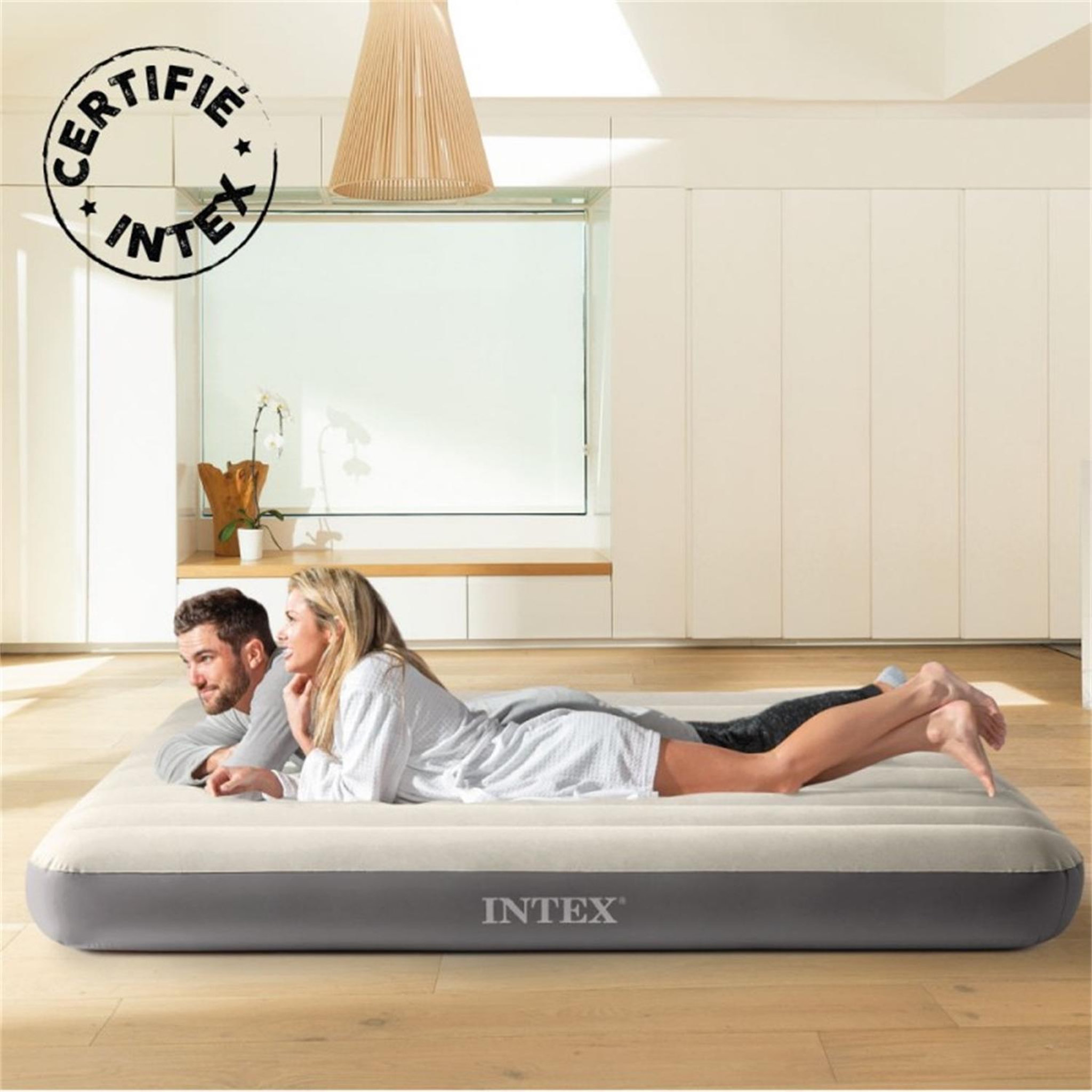 Voir la diapositive 3 : INTEX Matelas gonflable Single High Large 2 personnes