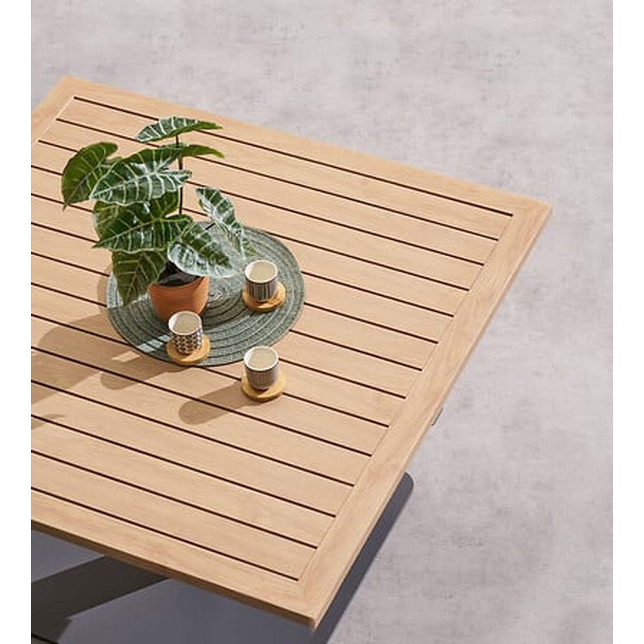 Voir la diapositive 2 : HESPERIDE Table de jardin relevable rectangulaire en aluminium SALIMIA - Graphite et honey