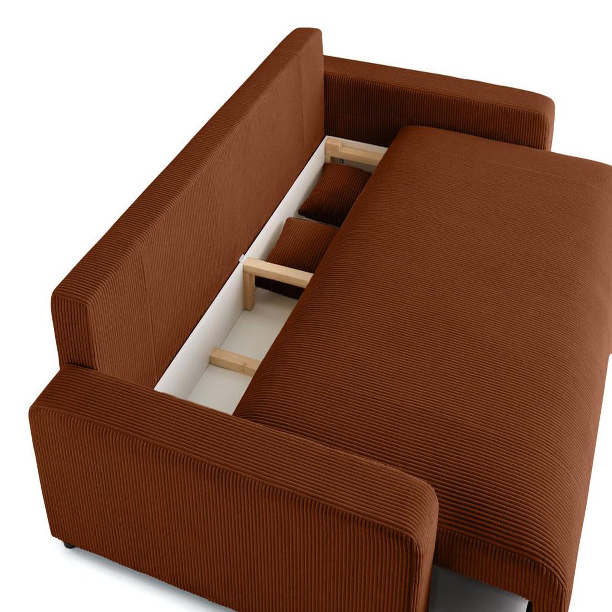 Voir la diapositive 3 : LISA DESIGN Pivoine - canapé droit 3 places - convertible avec coffre - en velours côtelé