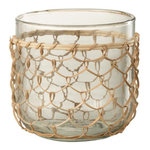 Paris Prix Photophore Design  Tricot  13cm Transparent & Naturel