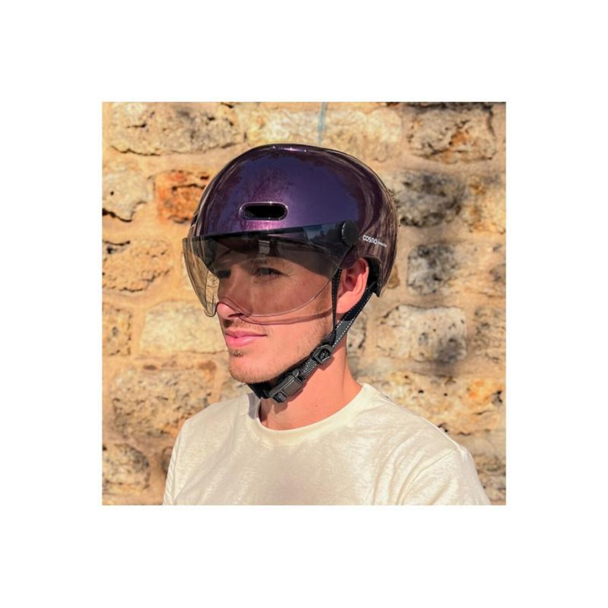 COSMO CONNECTED Casque vélo Cosmo Connected Fusion+ Violet Brillant Metallise