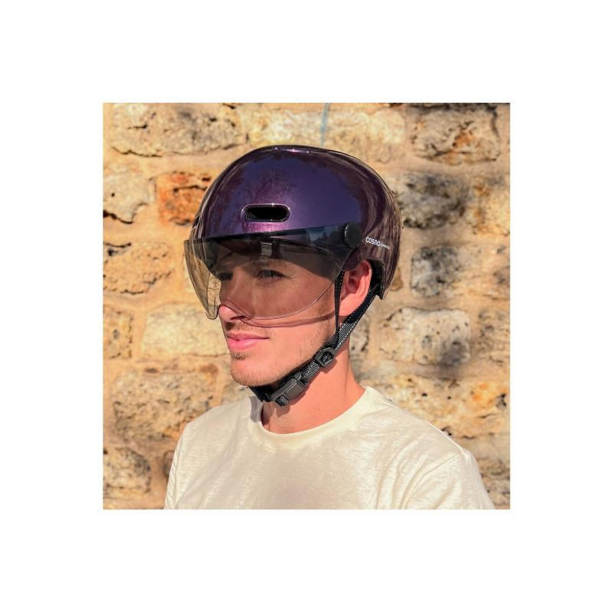 COSMO CONNECTED Casque vélo Cosmo Connected Fusion+ Violet Brillant Metallise