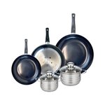 ELO Ensemble de 3 Poêles de cuisson 24, 28 et 32 cm et 2 faitouts 14 et 16 cm Elo Prima Brillant