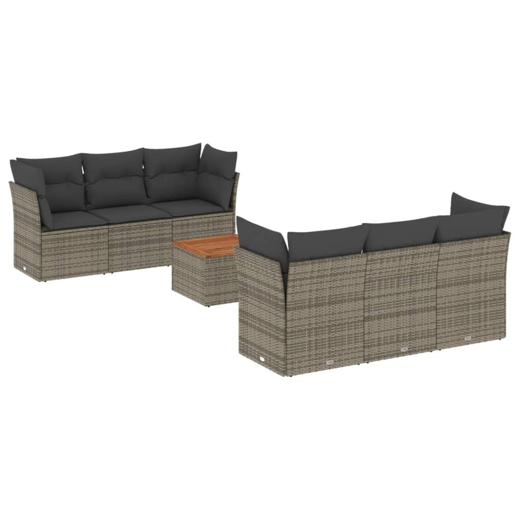 Voir la diapositive 2 : VIDAXL Salon de jardin avec coussins 7 pcs gris resine tressee