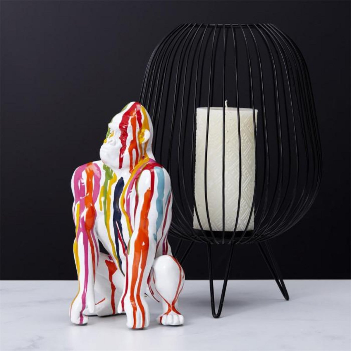 Paris Prix Statuette Déco Gorille  Rainbow  24cm Multicolore