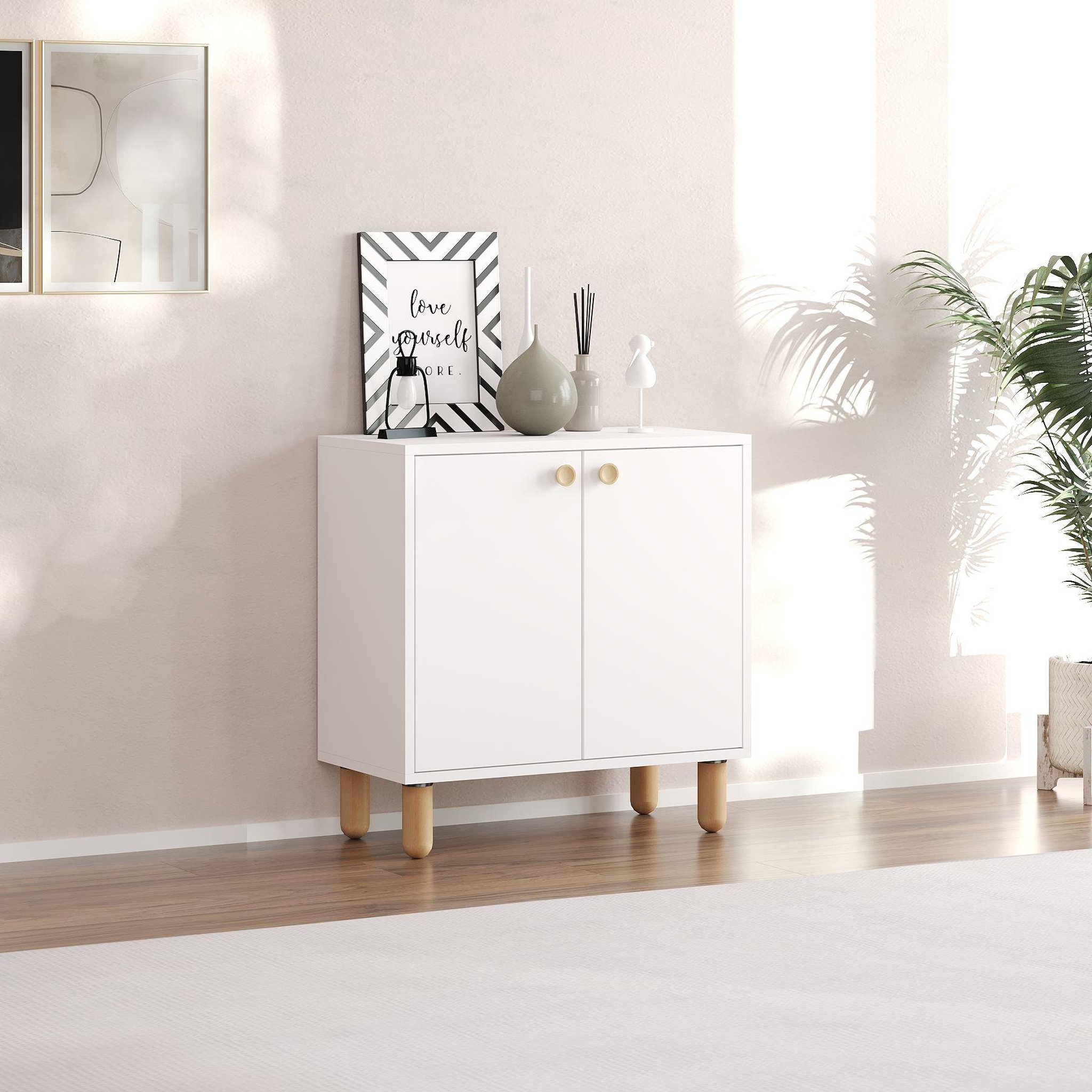 Voir la diapositive 2 : Habitat et Jardin Buffet en bois  lina  - 72 x 36 x 73 cm - blanc