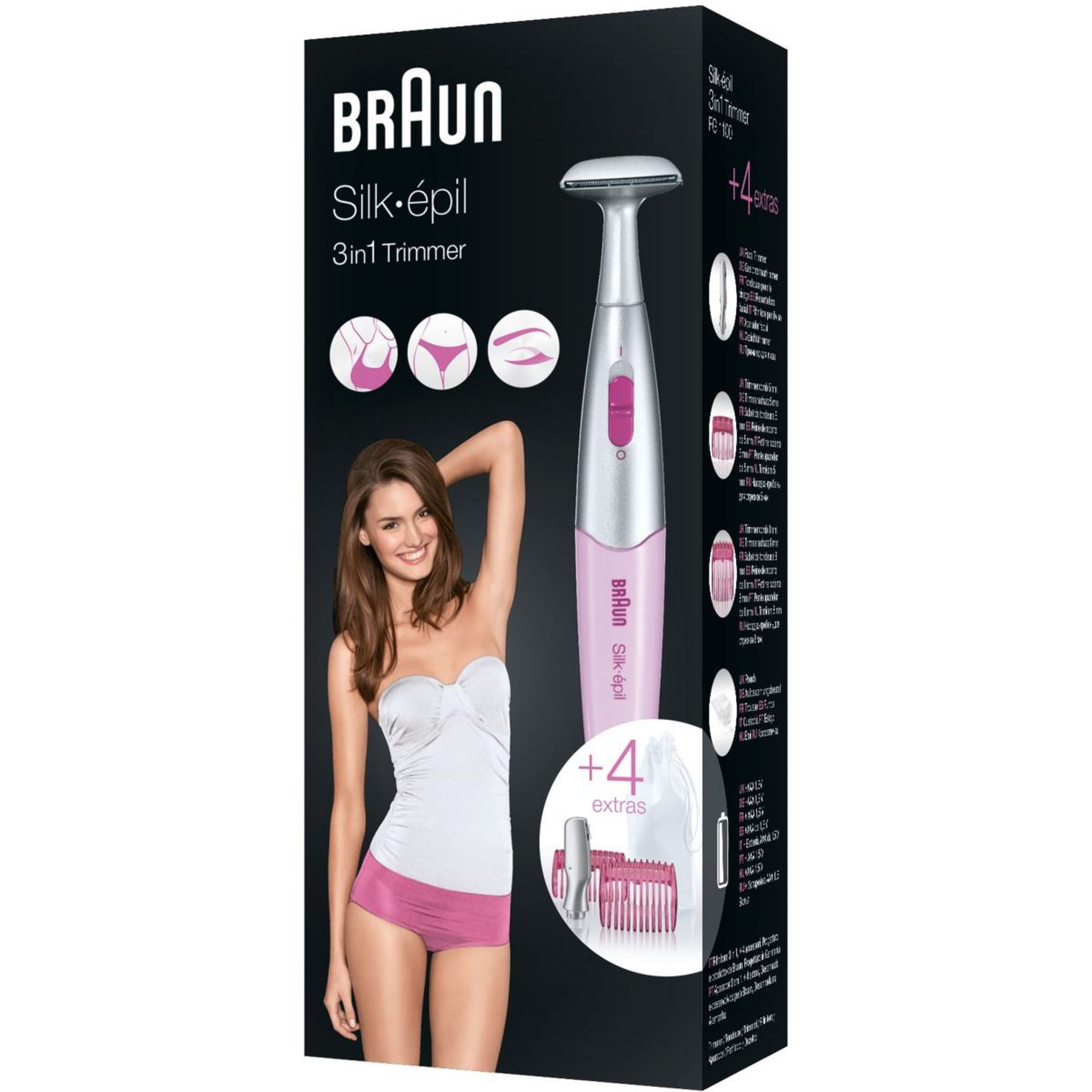Voir la diapositive 5 : BRAUN Tondeuse bikini Silk-epil FG1100  3 en 1 Rose
