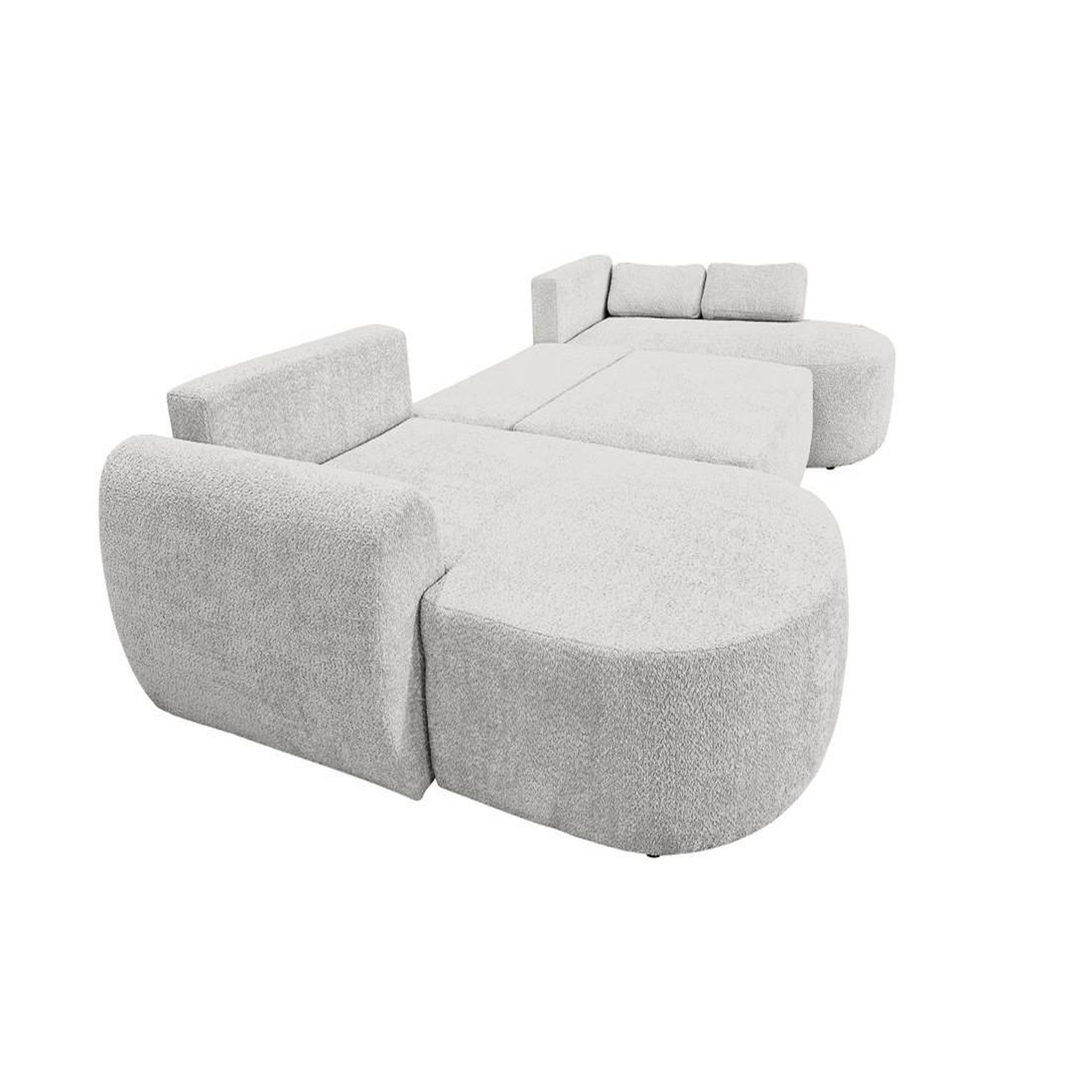 Voir la diapositive 2 : BEST MOBILIER Mahina - canapé panoramique en u 7 places - convertible avec coffre - en tissu bouclette