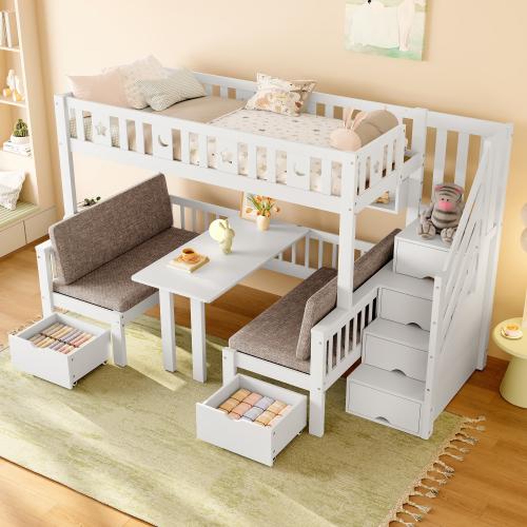 Voir la diapositive 5 : MERAX Lit mezzanine 90x200cm coloris blanc pin