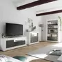 KASALINEA Meuble TV blanc et gris foncé moderne MABEL 6-L 138 x P 42 x H 56 cm- Gris
