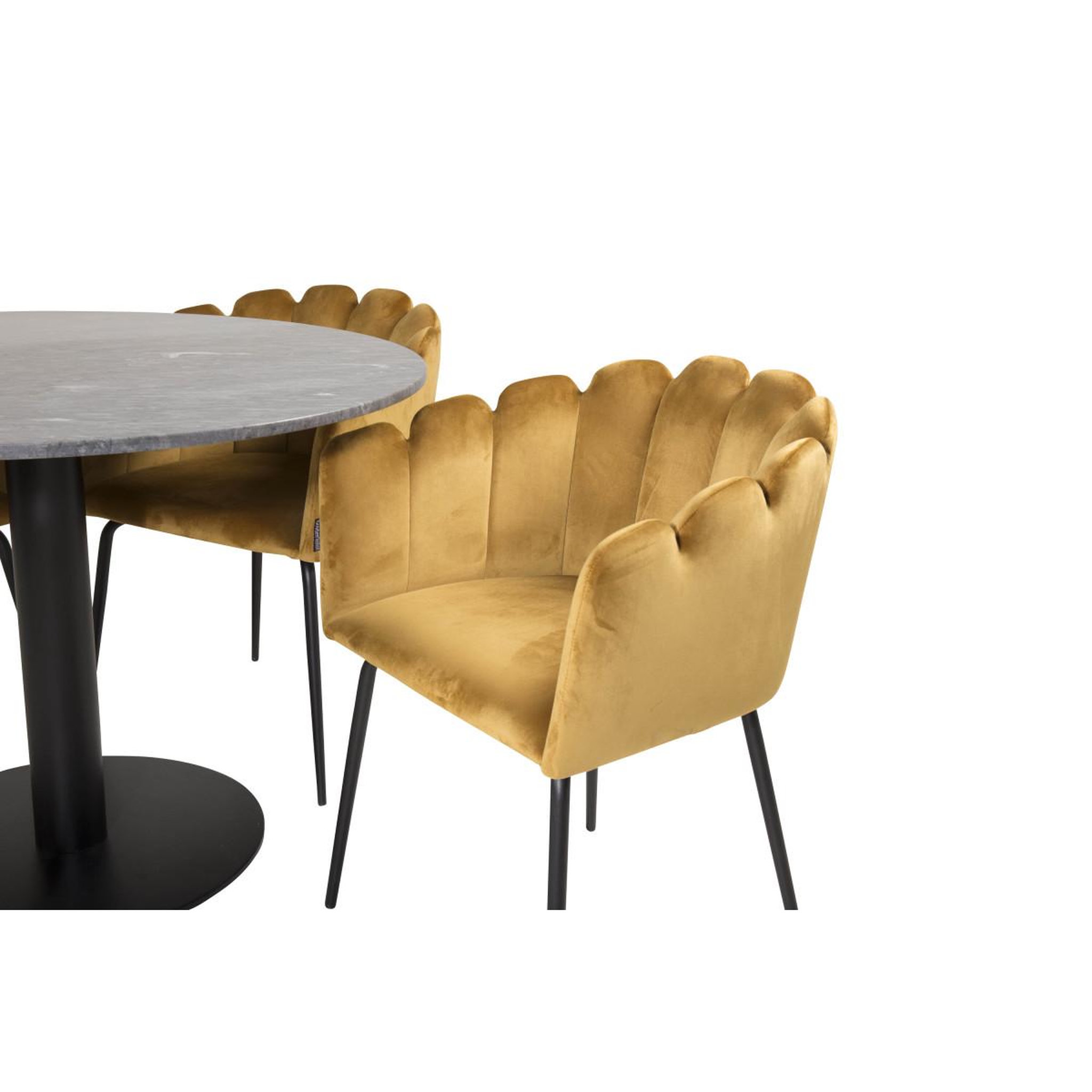 Voir la diapositive 3 : Paris Prix Ensemble Table à Manger & 4 Chaises  Estelle I & Limhamn  106cm Gris Foncé & Jaune