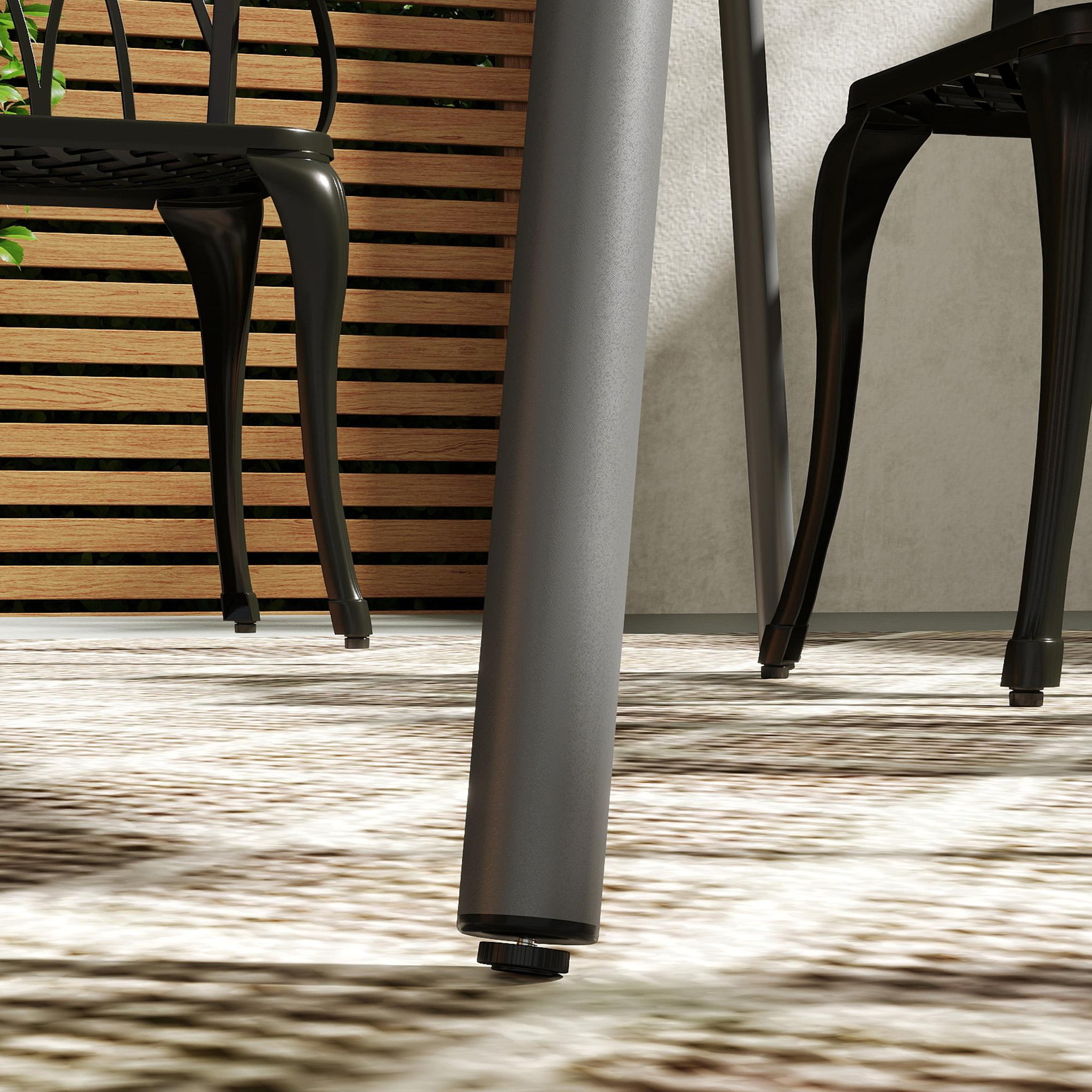 Voir la diapositive 5 : OUTSUNNY Table à manger de jardin 6 personnes dim. 150 x 80 x 74 cm plateau à lattes acier époxy gris