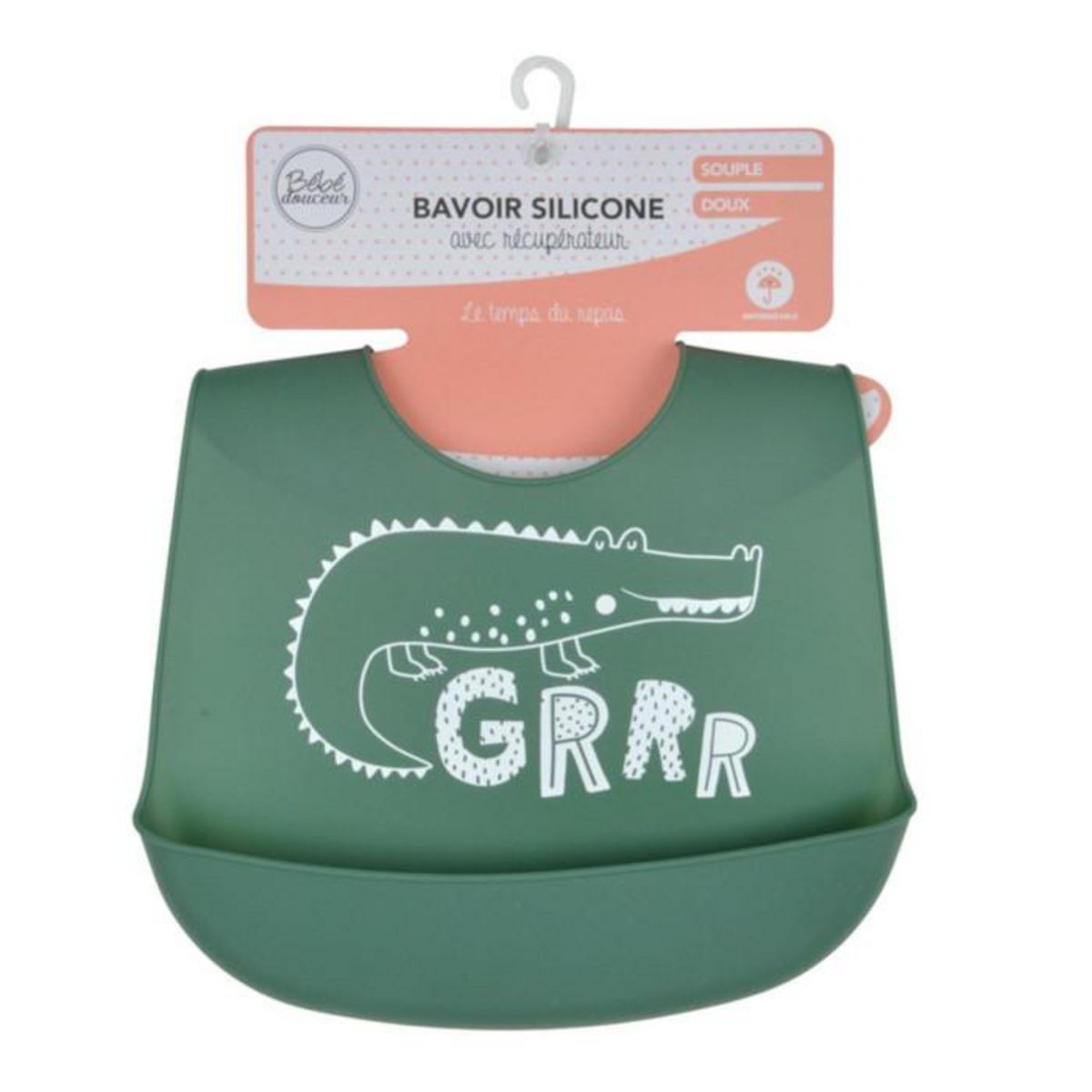 Paris Prix Bavoir Silicone Bébé  Sweet Savane  30cm Vert