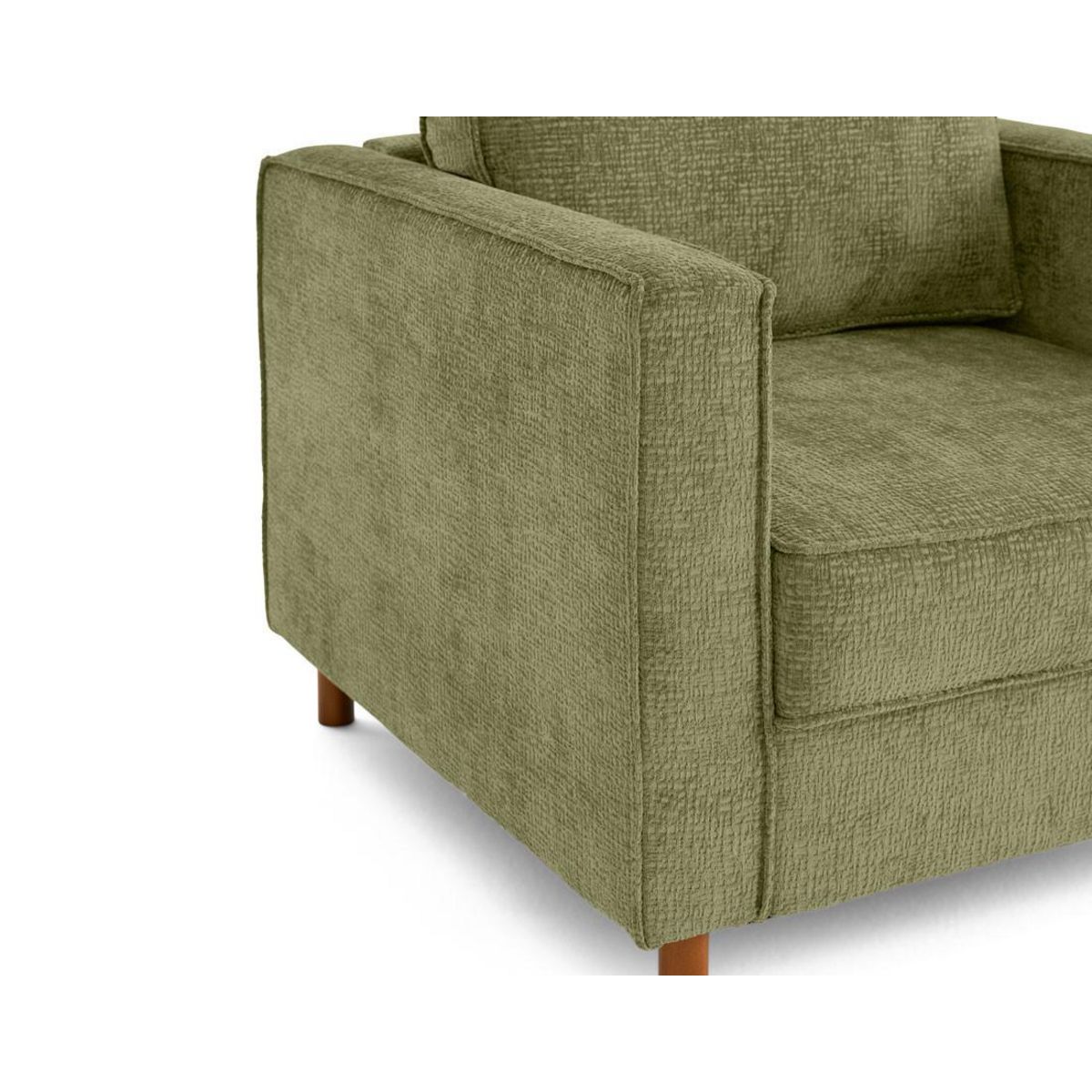 LISA DESIGN Jake - fauteuil en tissu velours relief - pieds en bois foncé